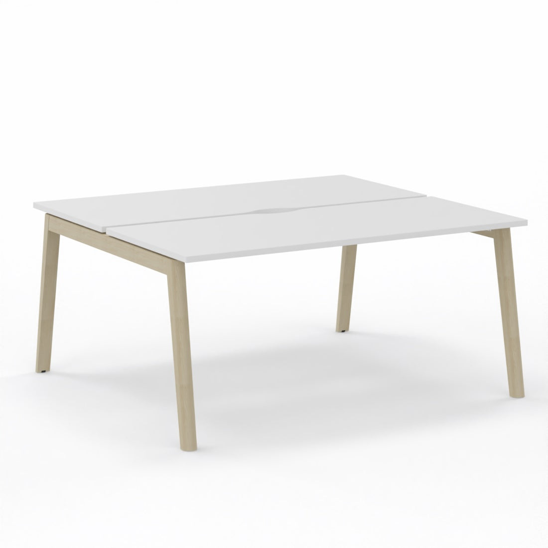 1600 bench desk white Mac tops and ash legs niodonline.co.uk