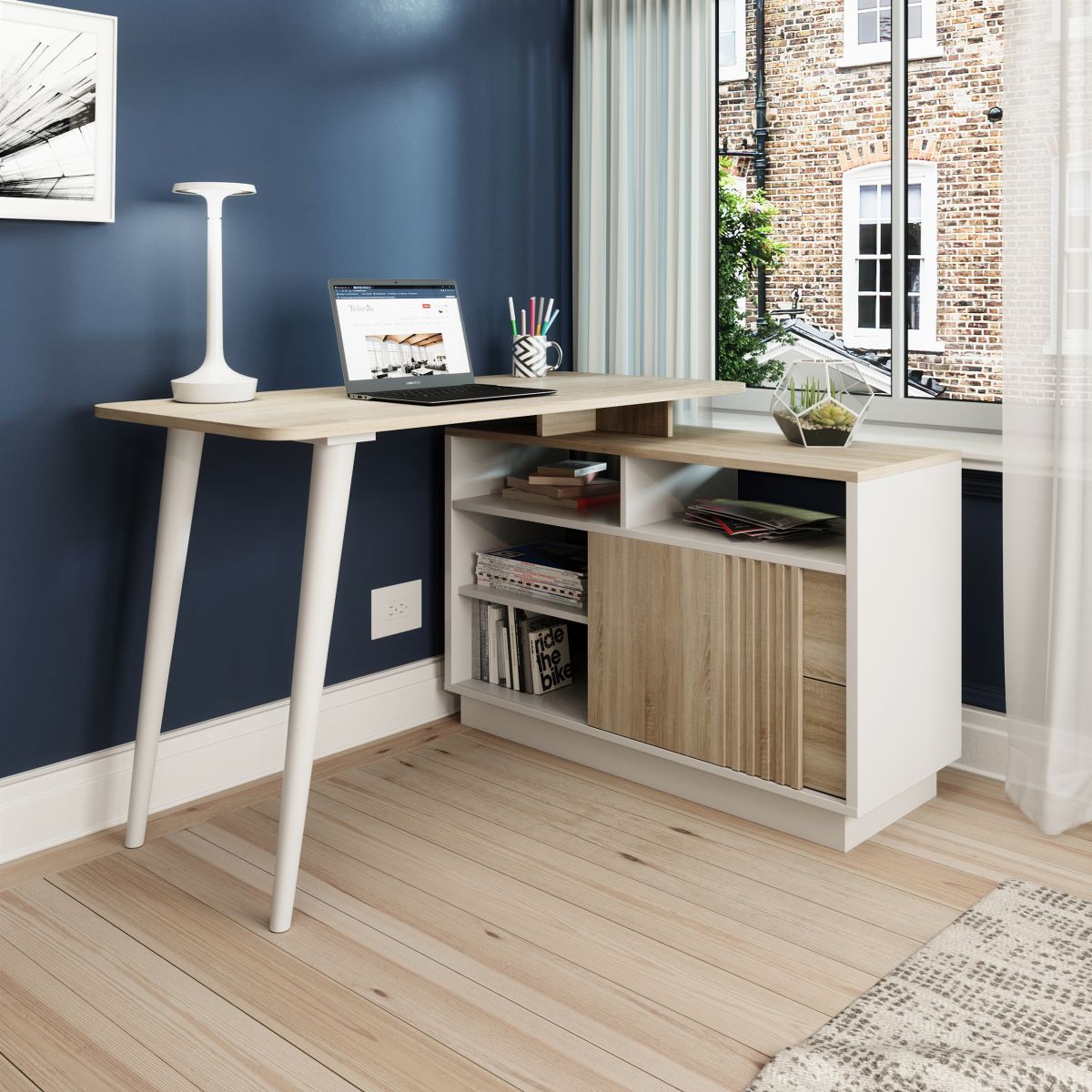 Bridge Desk Sonoma Oak & White Home Office Desk | NIOD UK