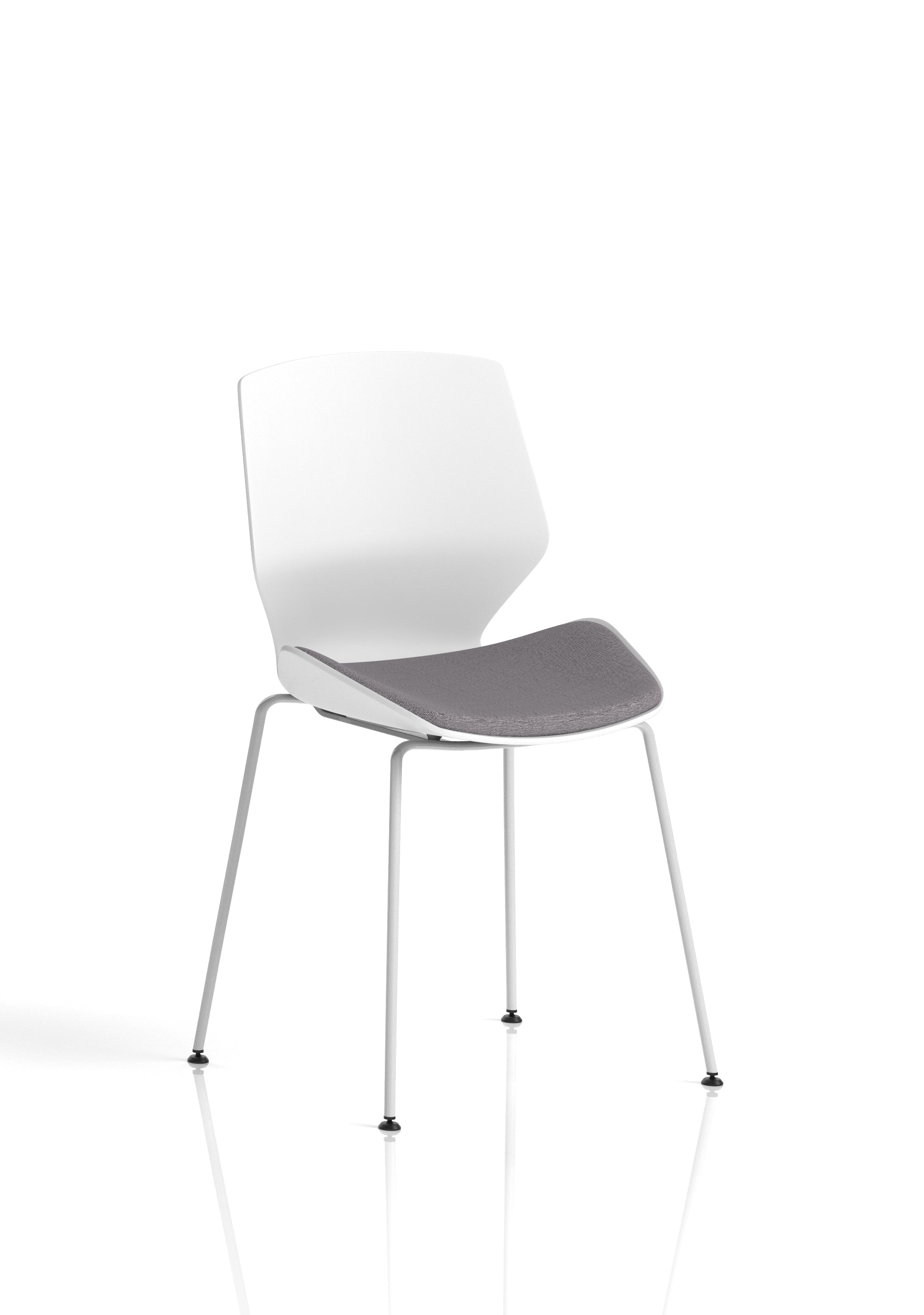 Florence White Frame Fabric Seat Visitor Chair