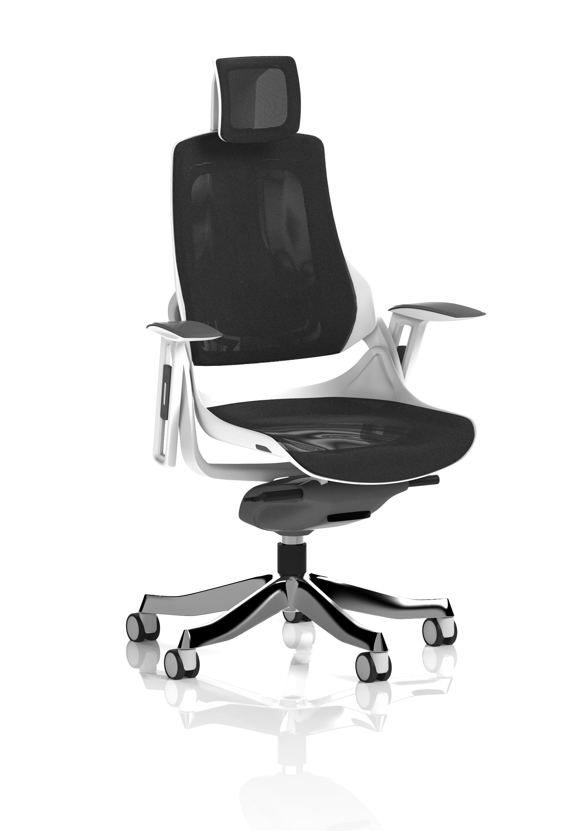 Zure High Back White Shell Executive Office Chair with Arms