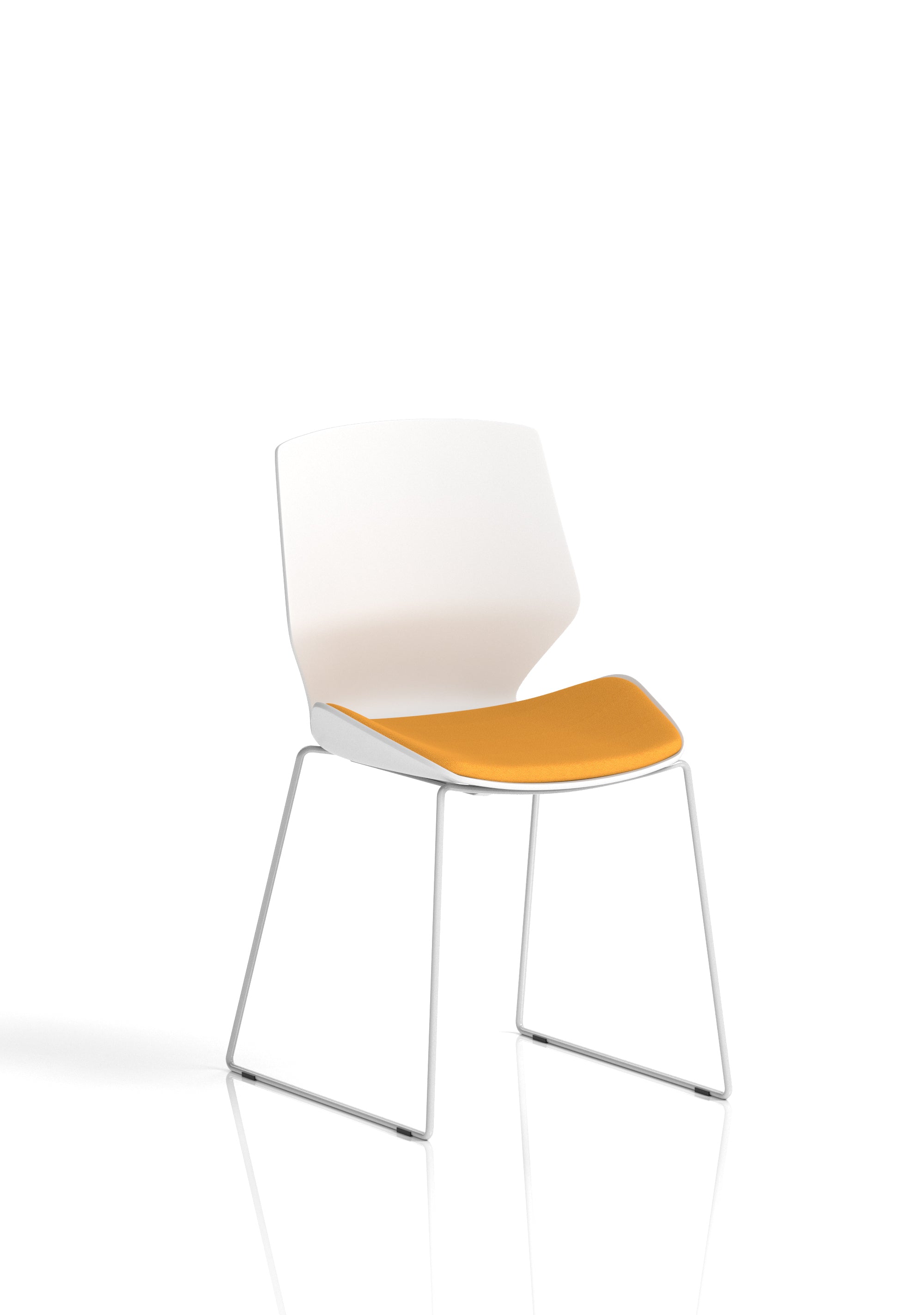 Florence Sled White Frame Fabric Seat Visitor Chair