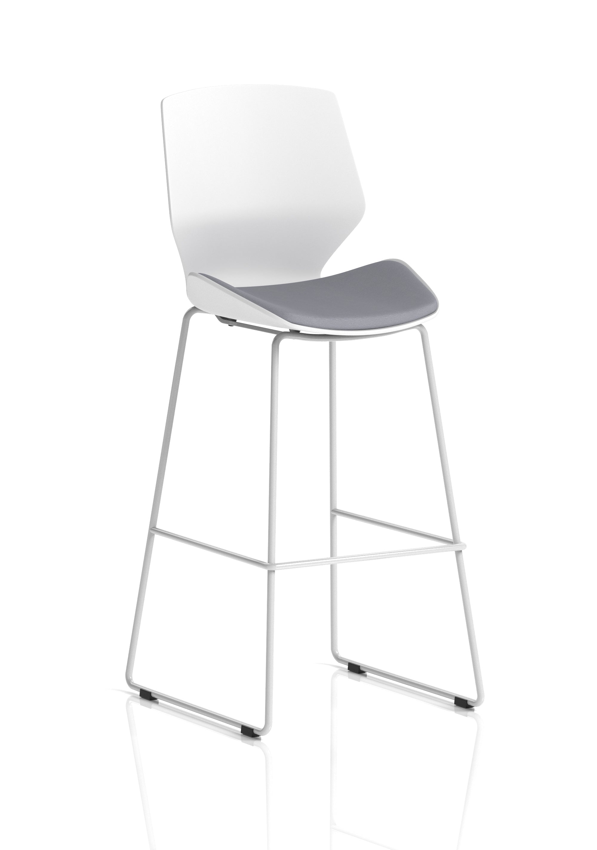 Florence White Frame Fabric Seat High Stool Chair