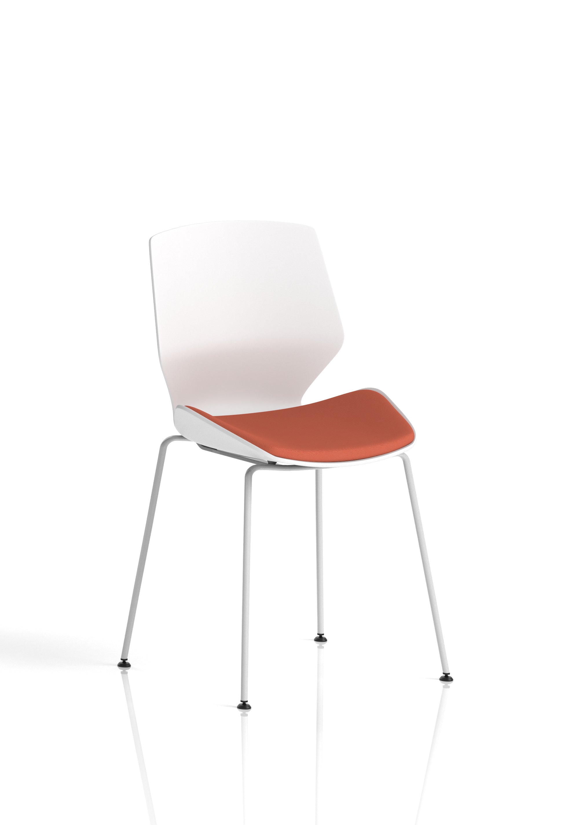 Florence White Frame Fabric Seat Visitor Chair