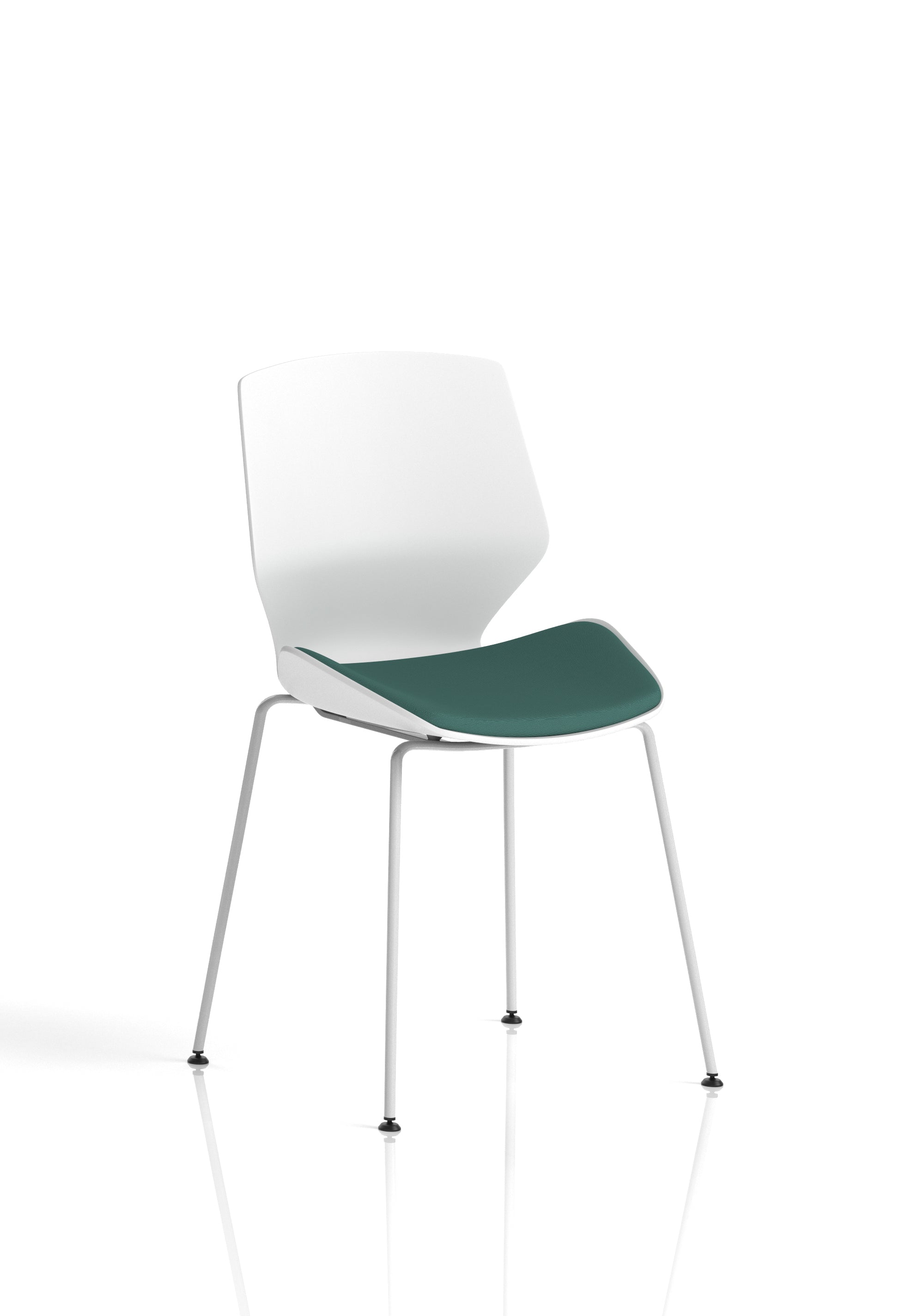 Florence White Frame Fabric Seat Visitor Chair