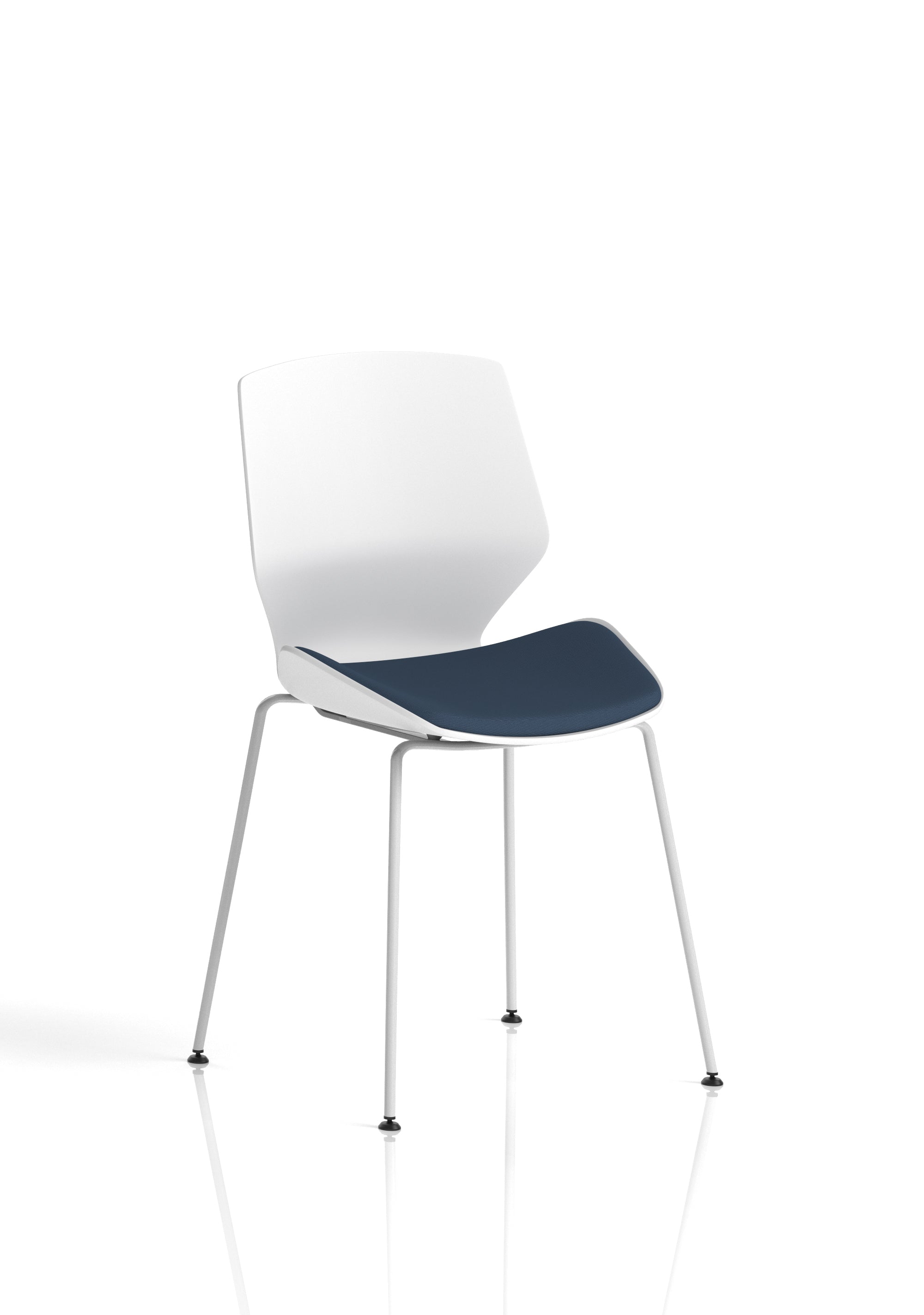Florence White Frame Fabric Seat Visitor Chair