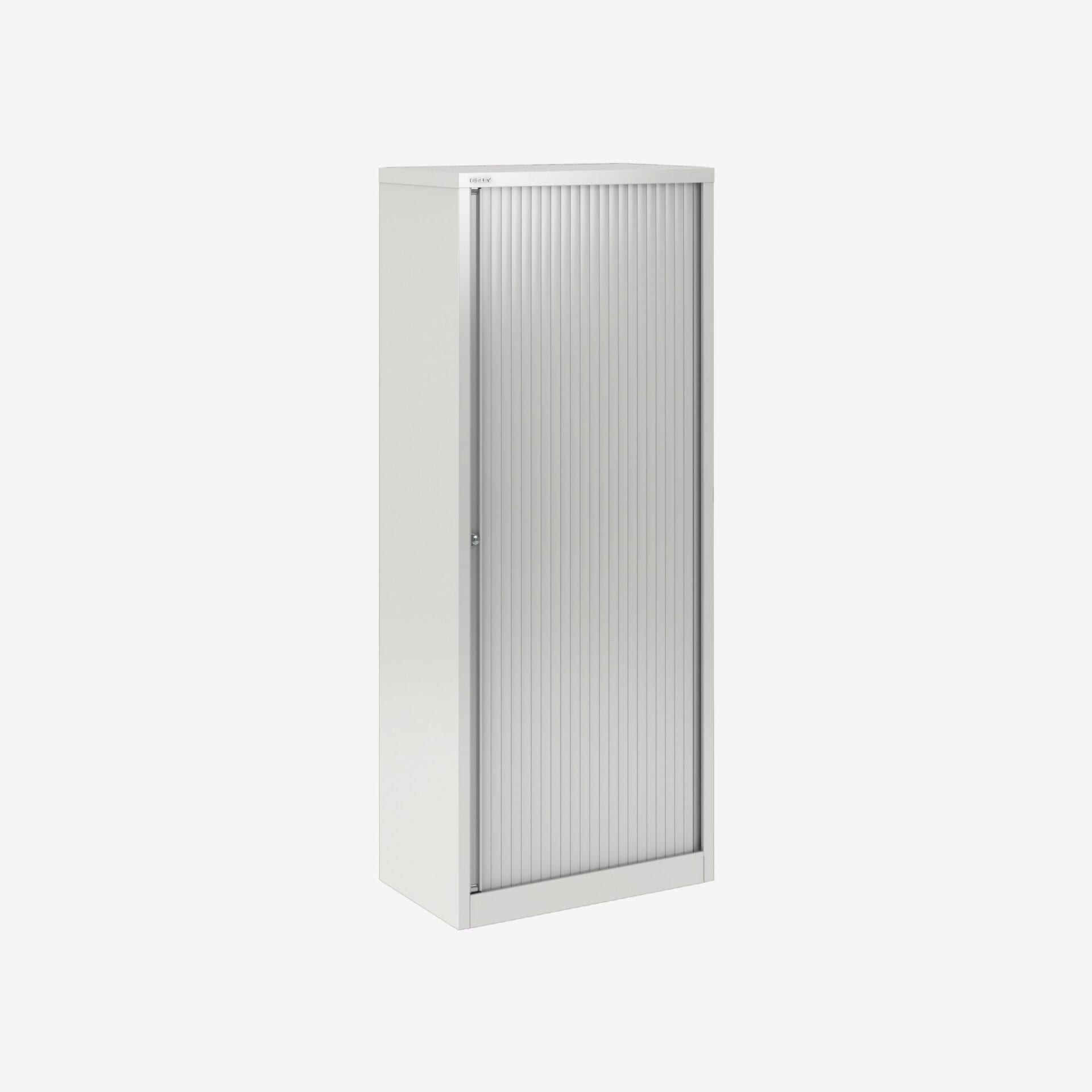 Bisley traffic white tambour unit with light grey door