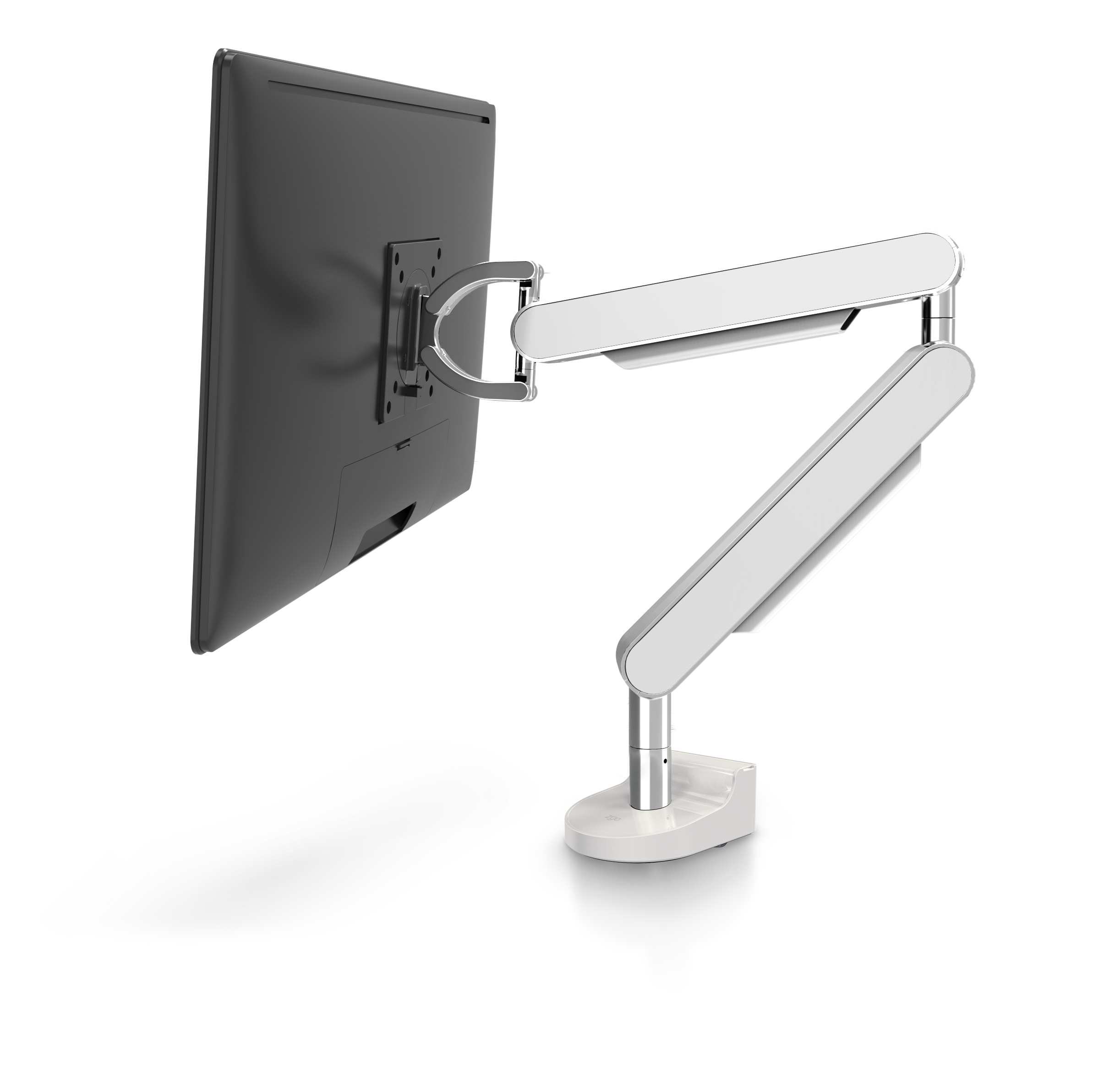 ZG1 Polished Aluminium Monitor Arm | White Side Panels