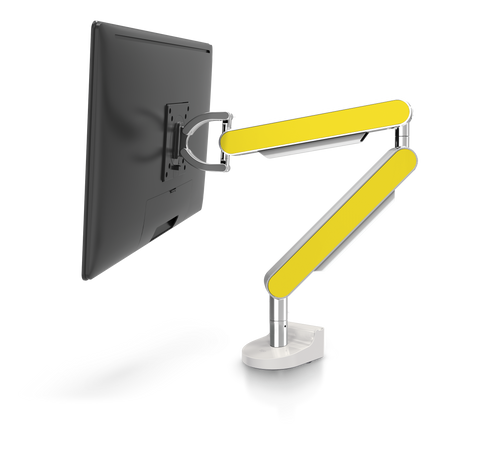 ZG1 Polished Aluminium Monitor Arm With Yellow Side Panels| Niod Ergonomics