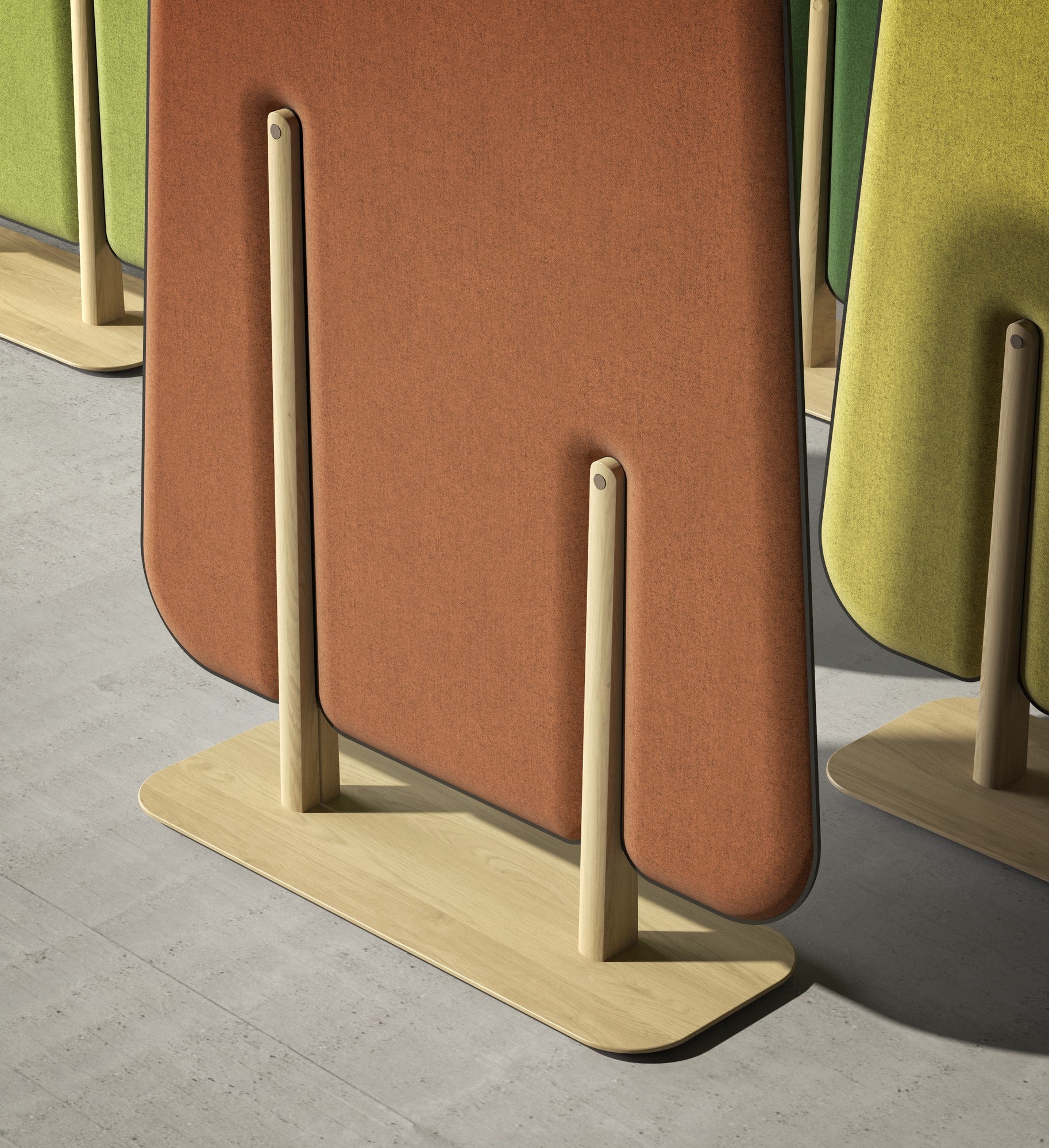 Park acoustic panel with oak base by new image office design ltd