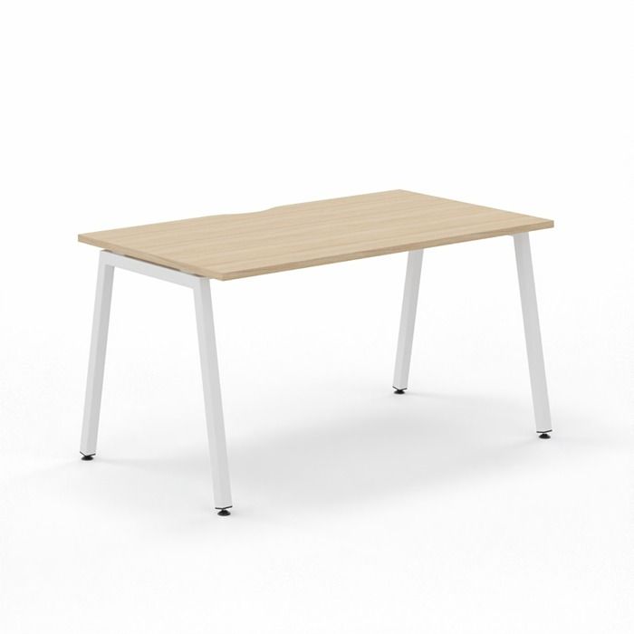 1400mm x 800mm Nova A Rectangular Desk finished in amber oak and white frame