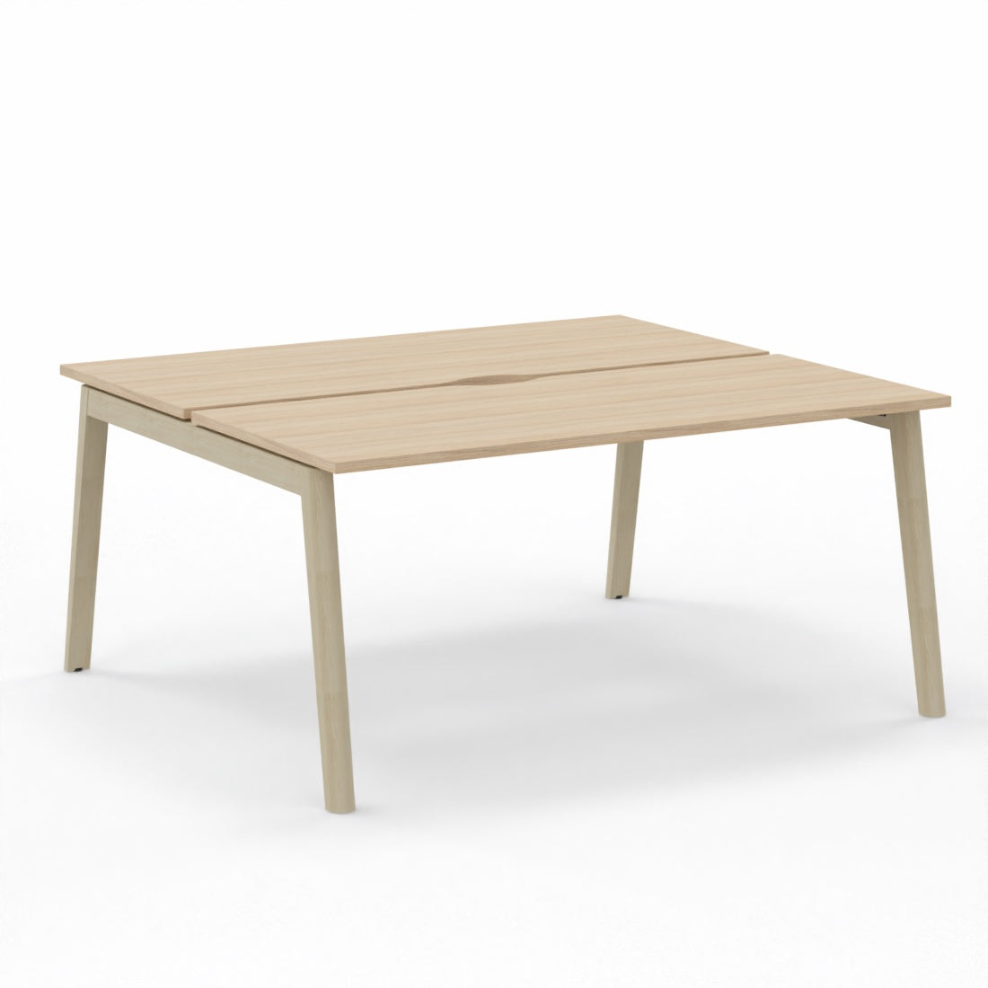 1600 bench desk amber oak tops with ash legs niodonline