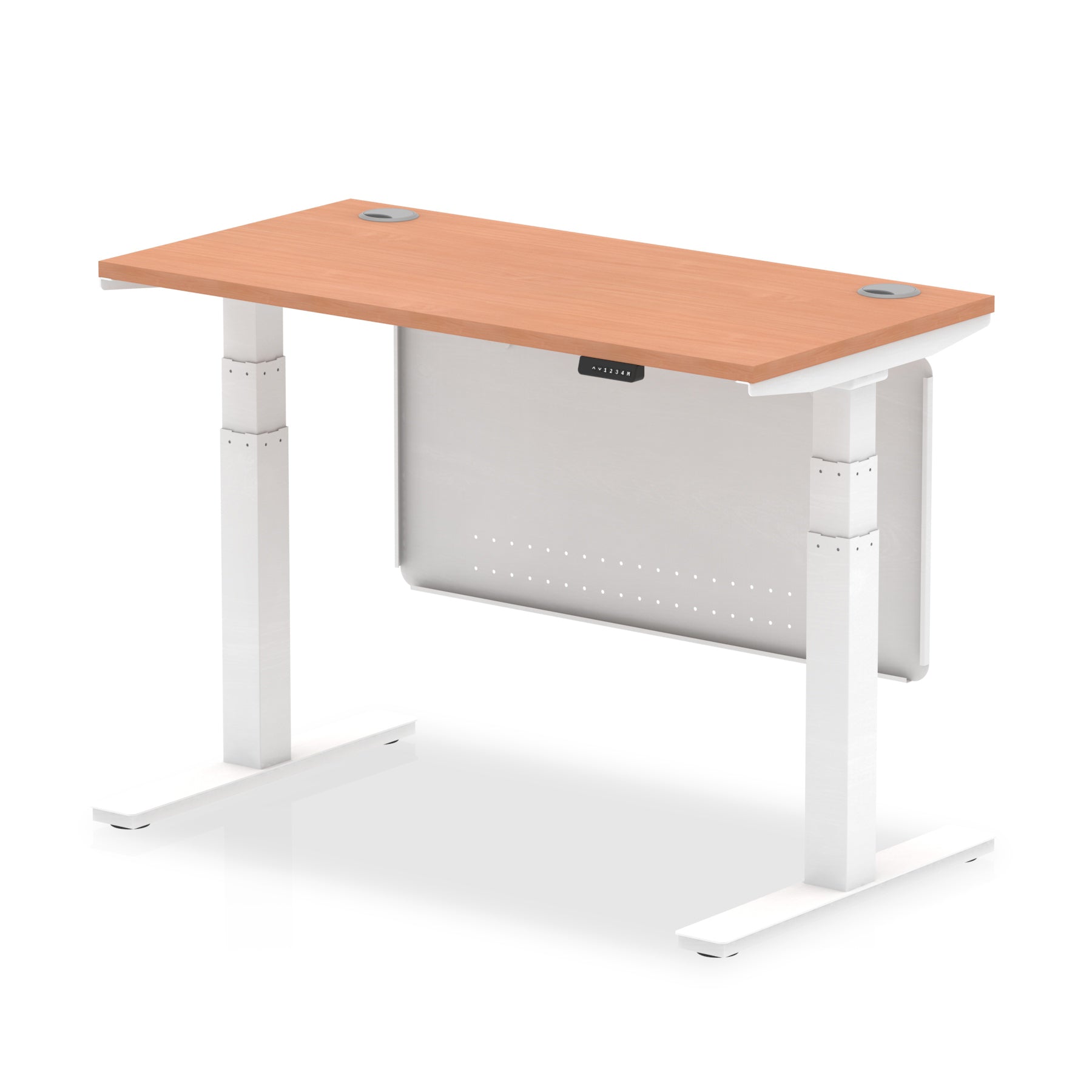 Air Height Adjustable Slimline Desk With Cable Ports With Steel Modesty Panel