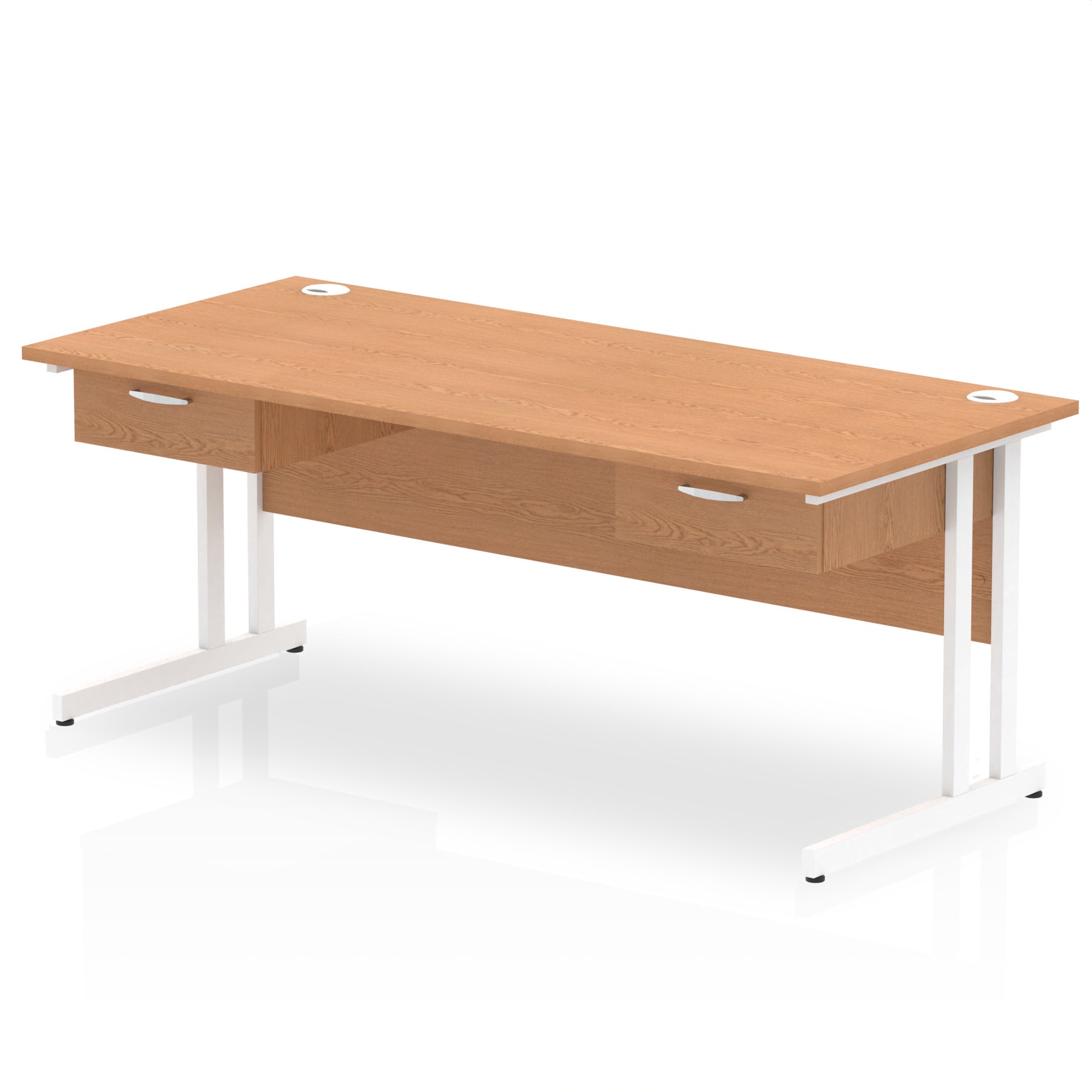 Impulse Cantilever Straight Desk White Frame With Two One Drawer Fixed Pedestals