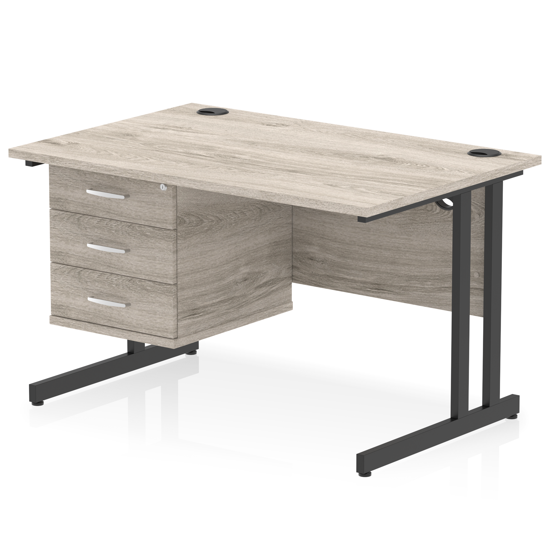 Impulse 1200mm Cantilever Straight Desk With Single Fixed Pedestal