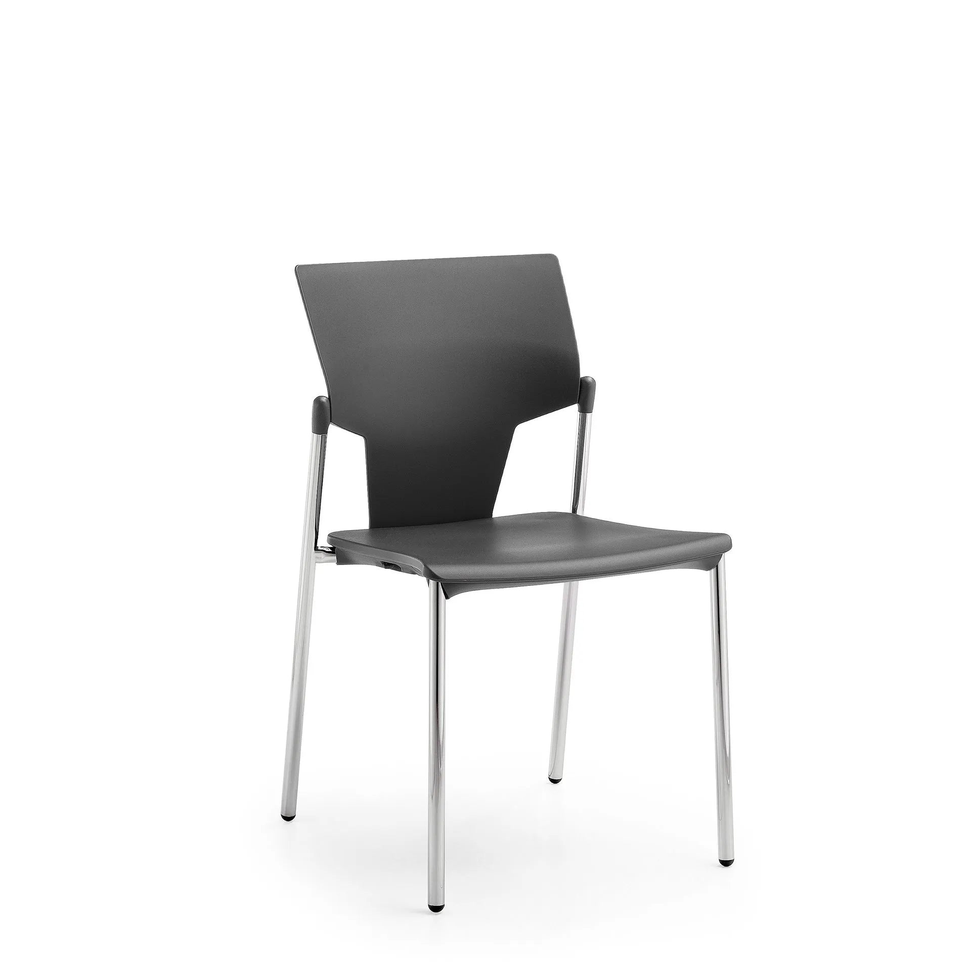 Black Ikon chair with metal legs on a white background