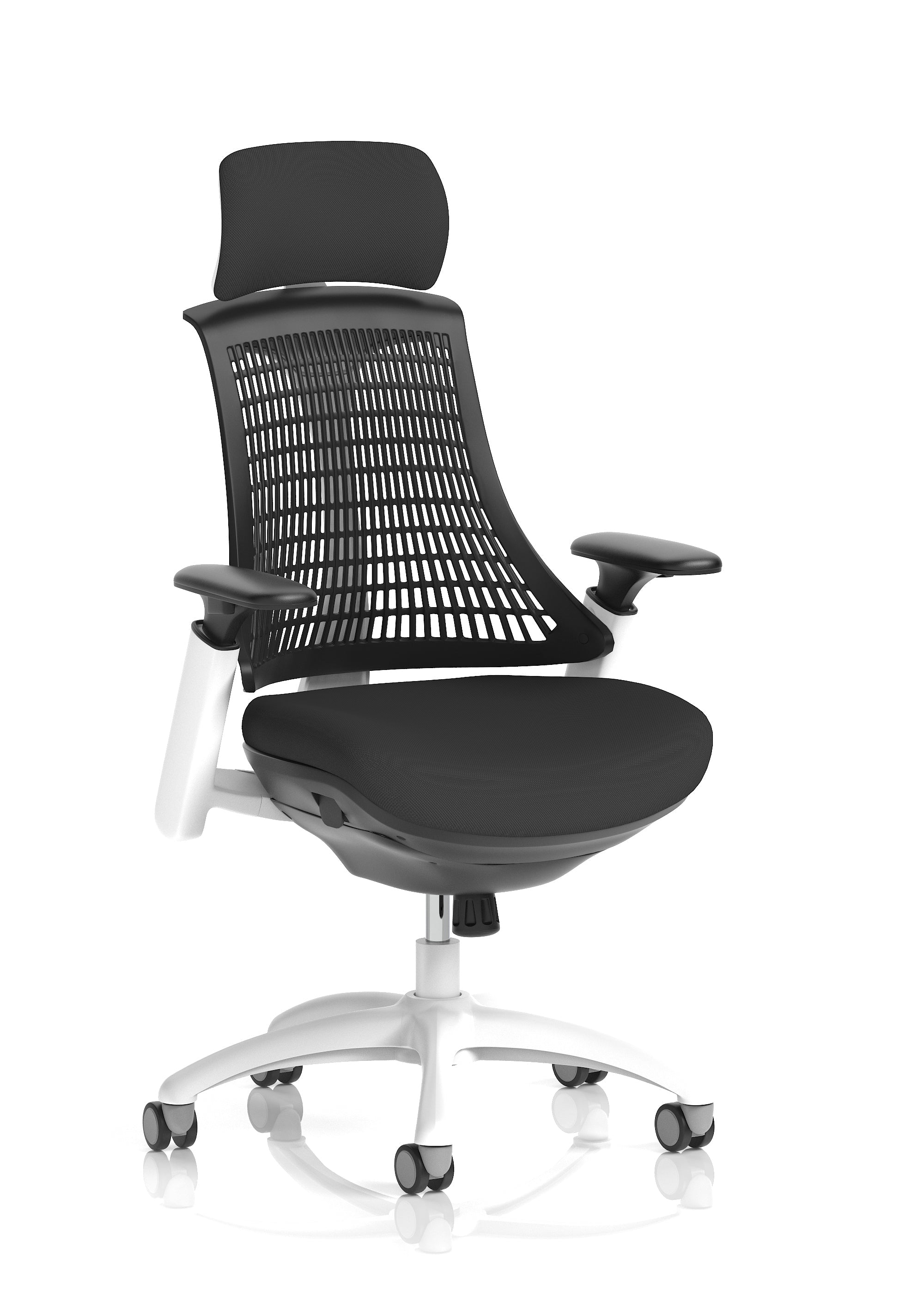 Flex Medium Back White Frame Task Operator Office Chair with Arms