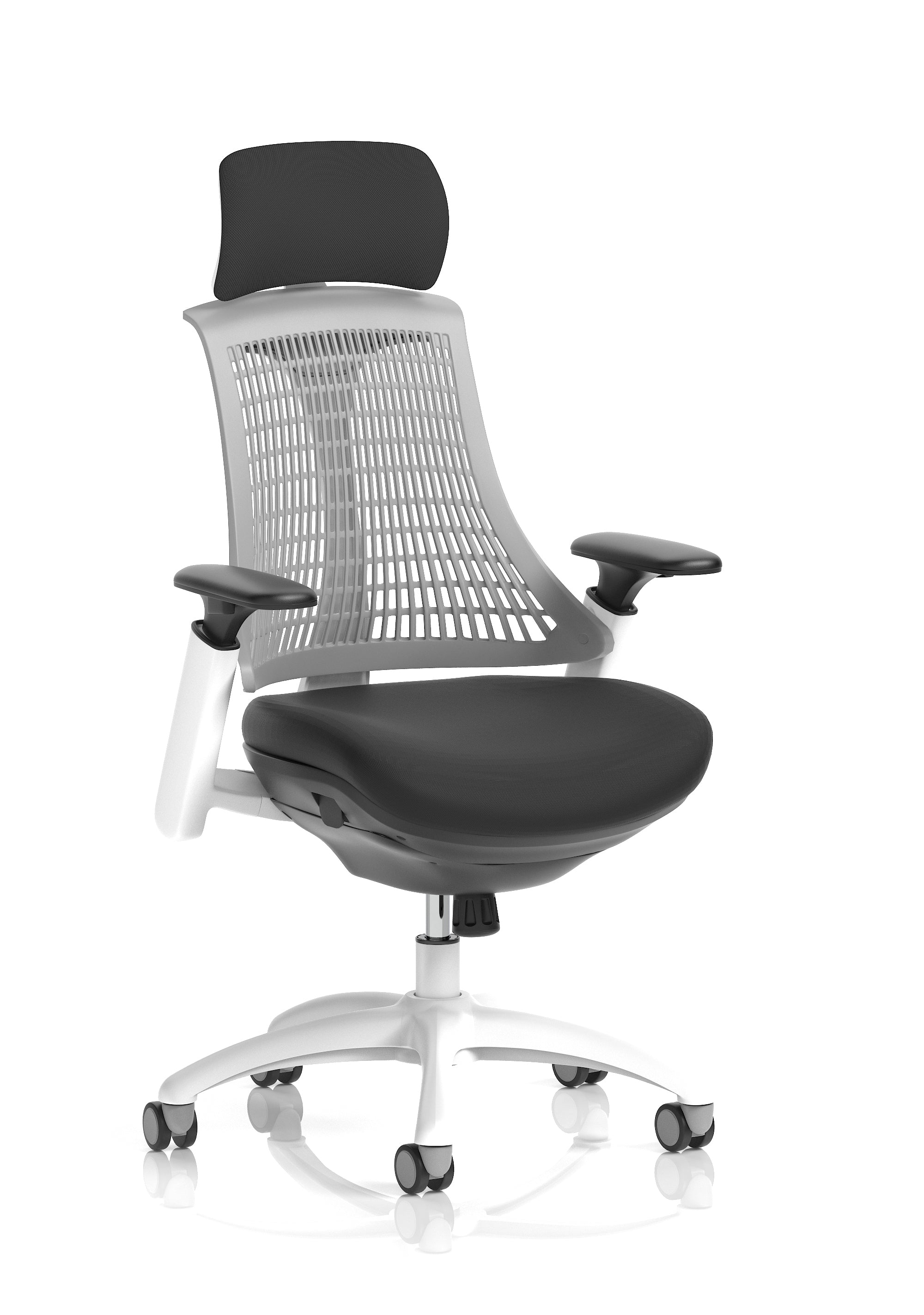 Flex Medium Back White Frame Task Operator Office Chair with Arms