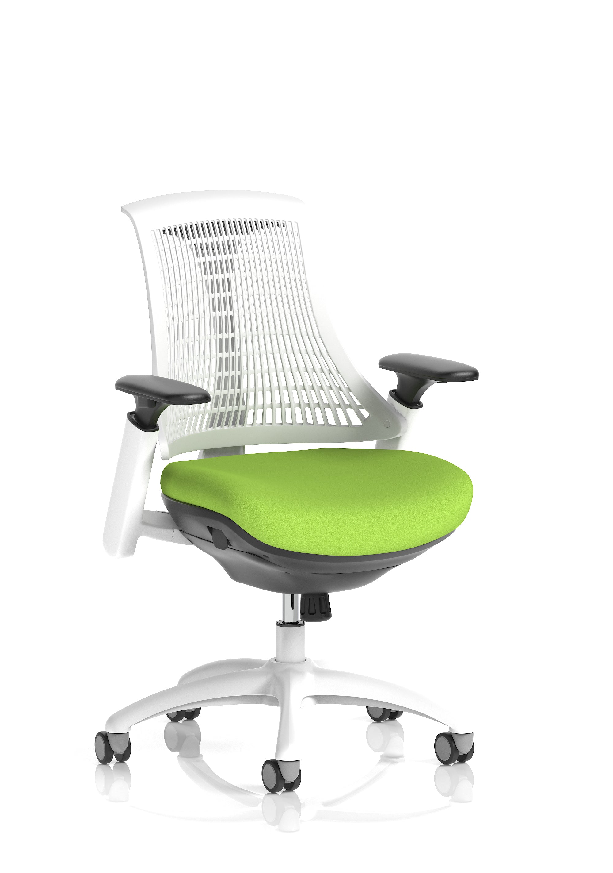 Flex Medium Back White Frame Task Operator Office Chair with Arms