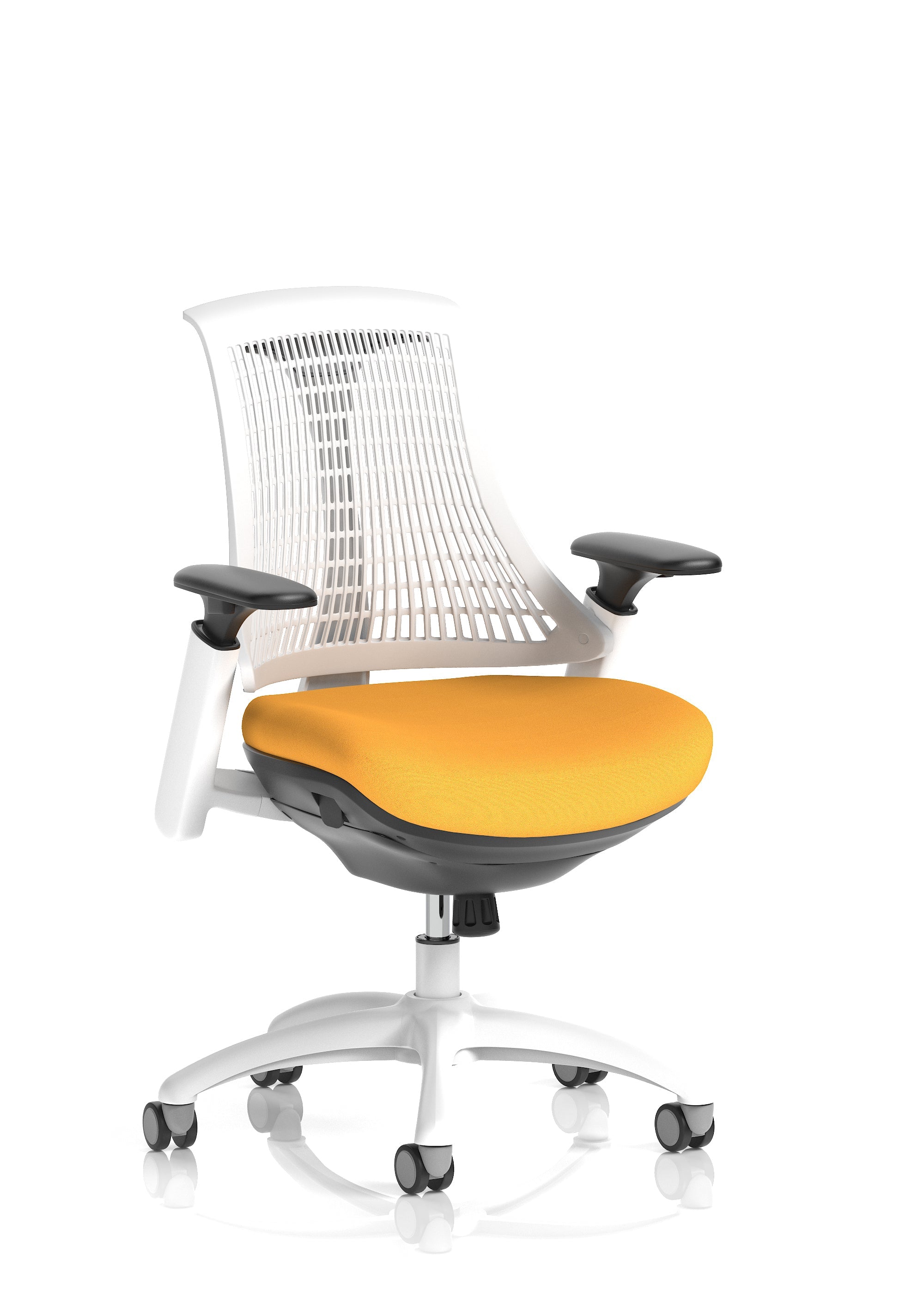 Flex Medium Back White Frame Task Operator Office Chair with Arms