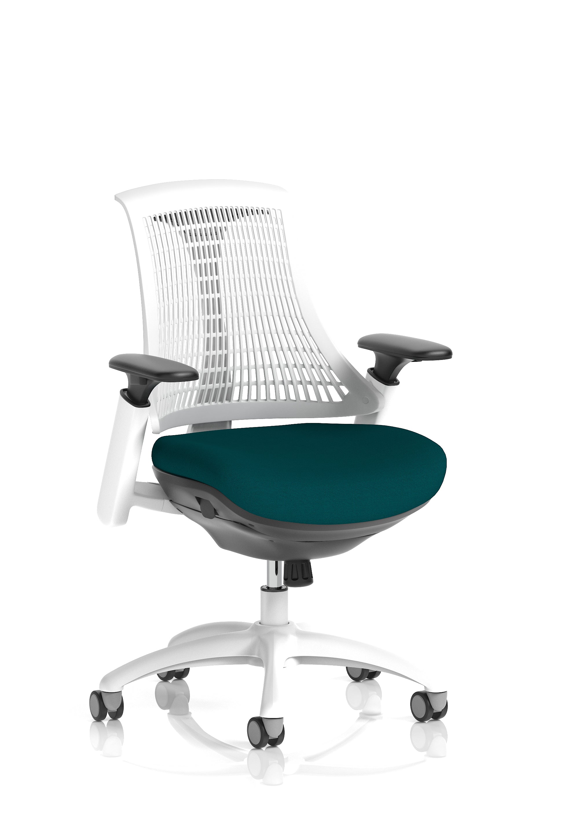 Flex Medium Back White Frame Task Operator Office Chair with Arms