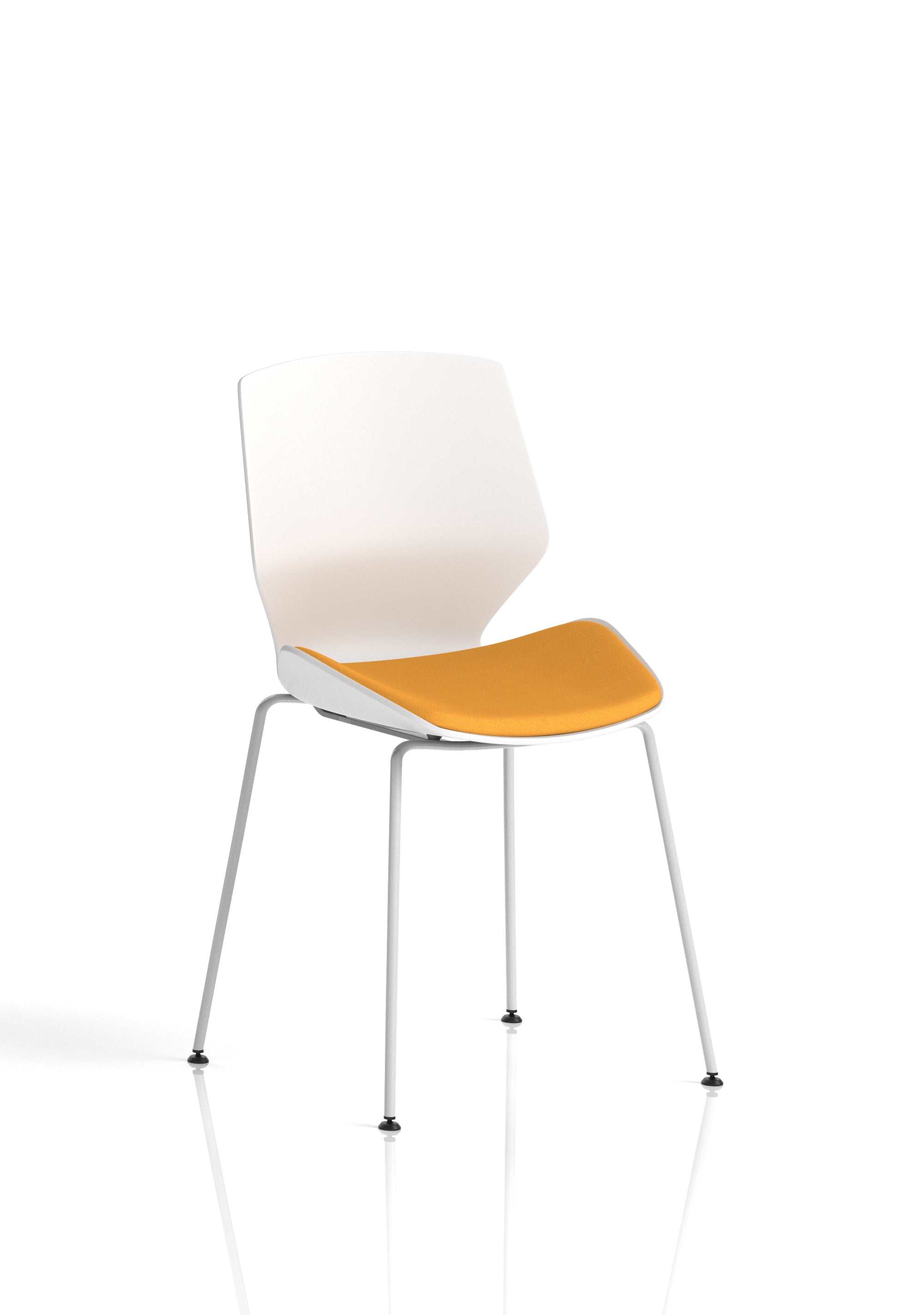 Florence White Frame Fabric Seat Visitor Chair