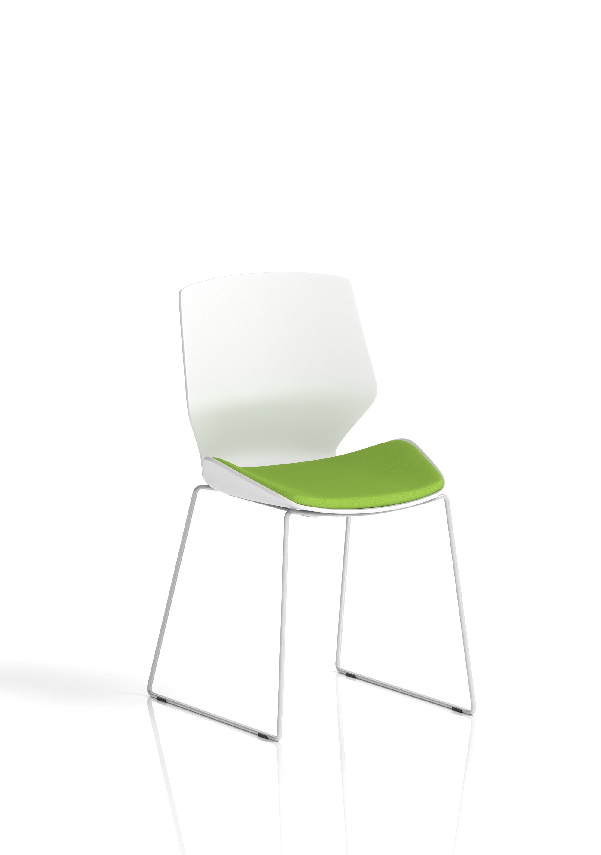 Florence Sled White Frame Fabric Seat Visitor Chair