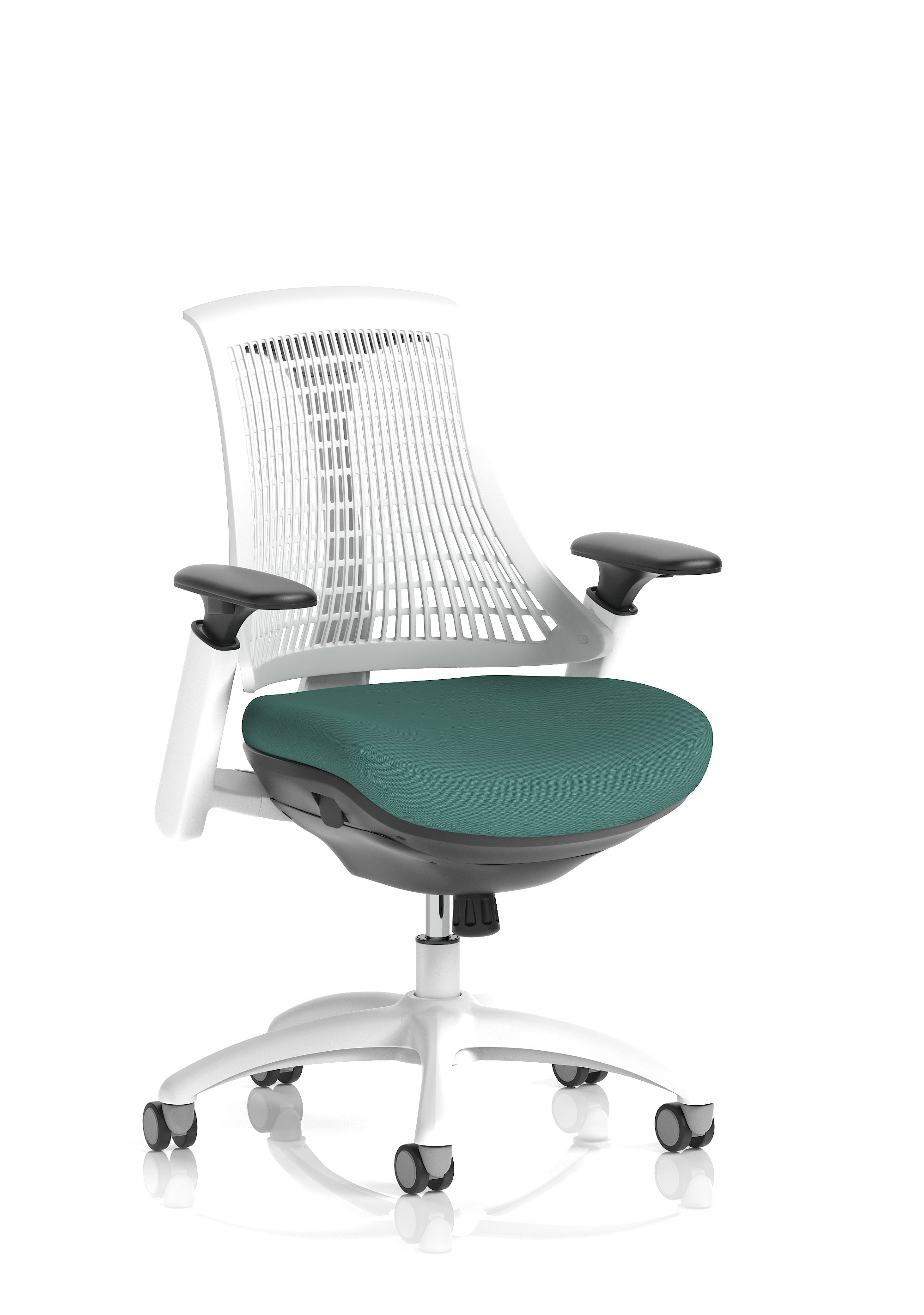 Flex Medium Back White Frame Task Operator Office Chair with Arms