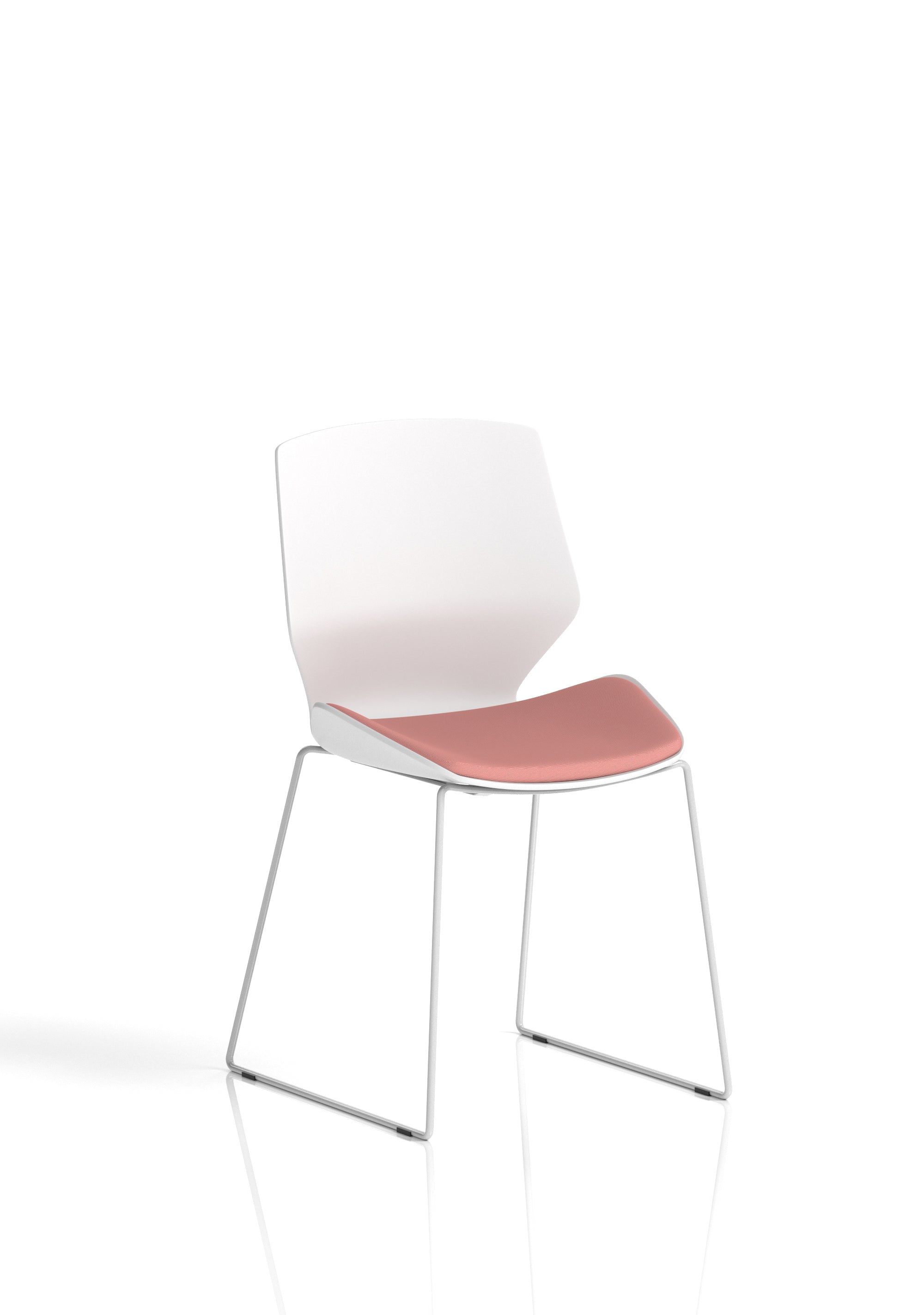 Florence Sled White Frame Fabric Seat Visitor Chair