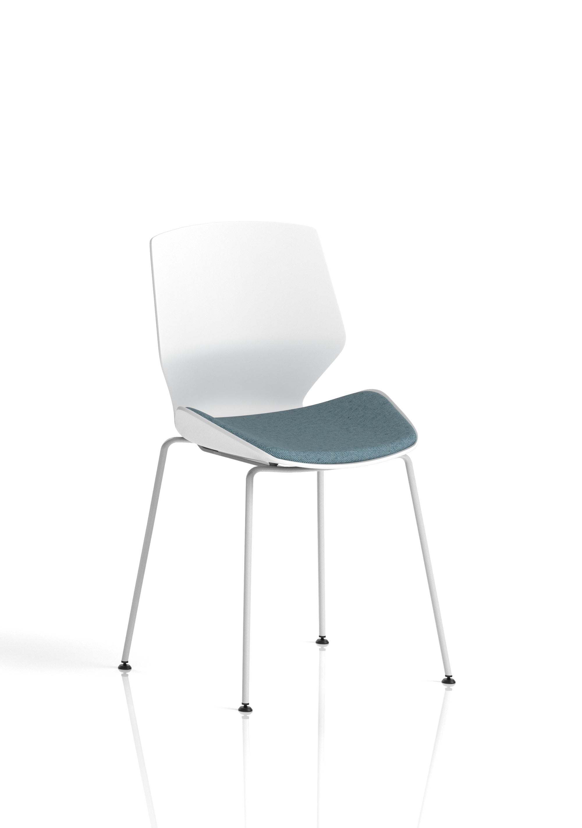 Florence White Frame Fabric Seat Visitor Chair