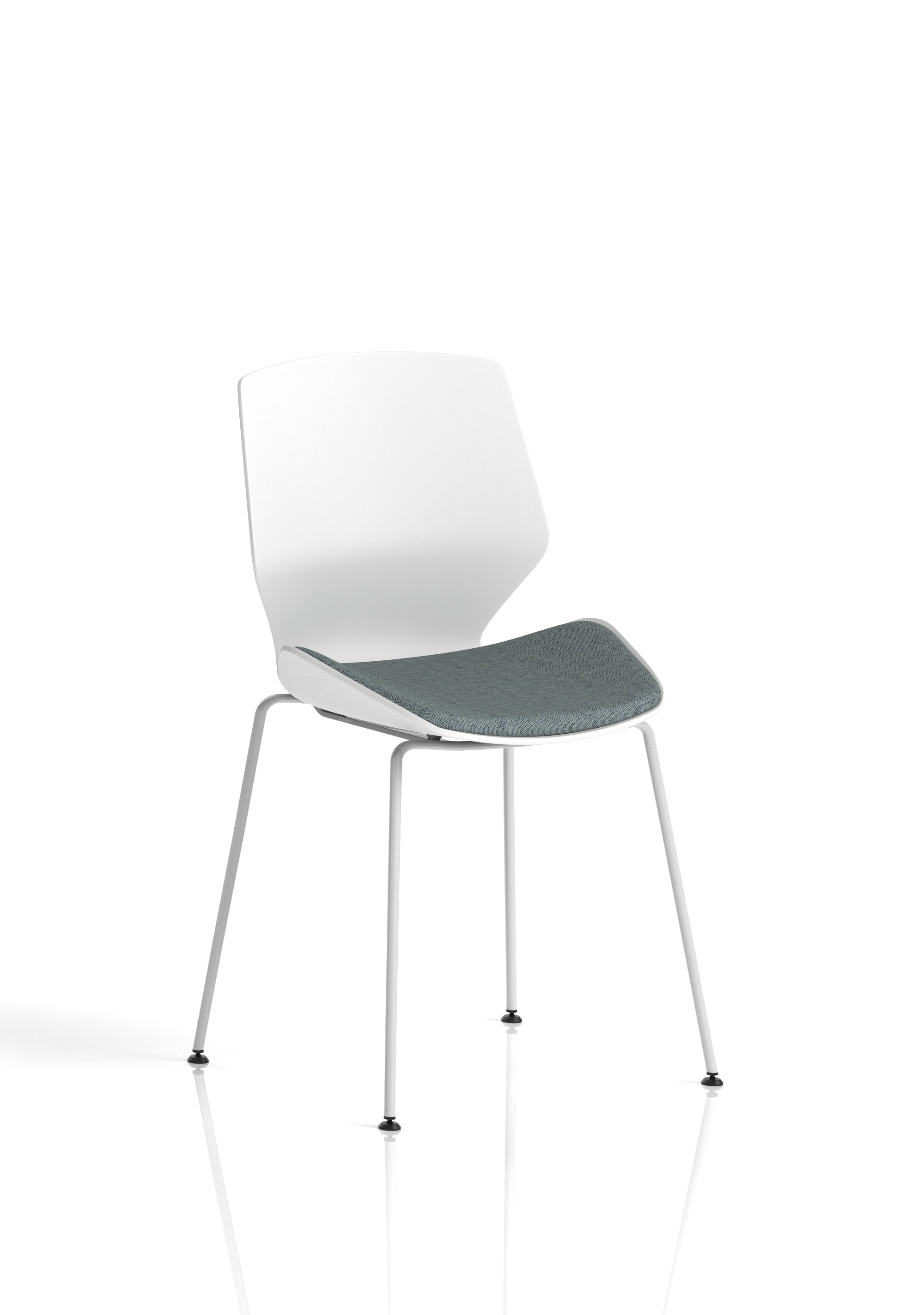 Florence White Frame Fabric Seat Visitor Chair