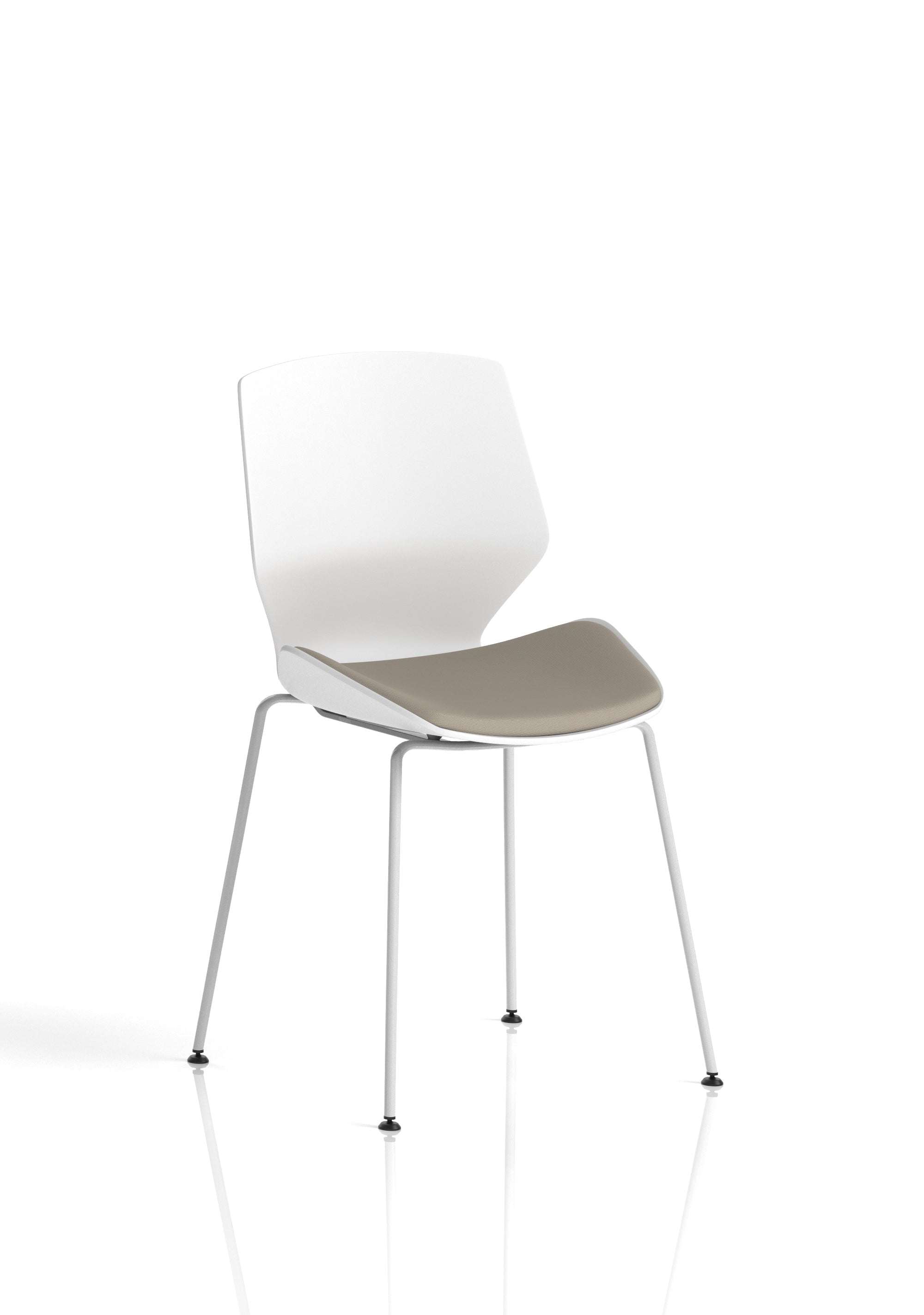 Florence White Frame Fabric Seat Visitor Chair