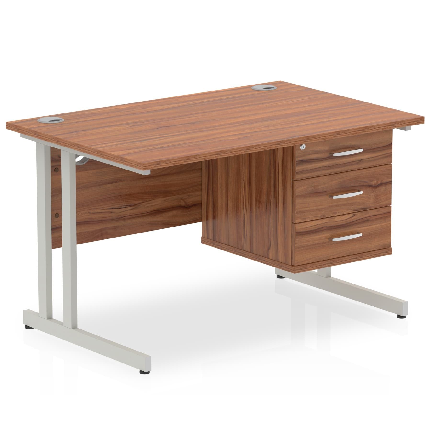 Impulse 1200mm Cantilever Straight Desk With Single Fixed Pedestal