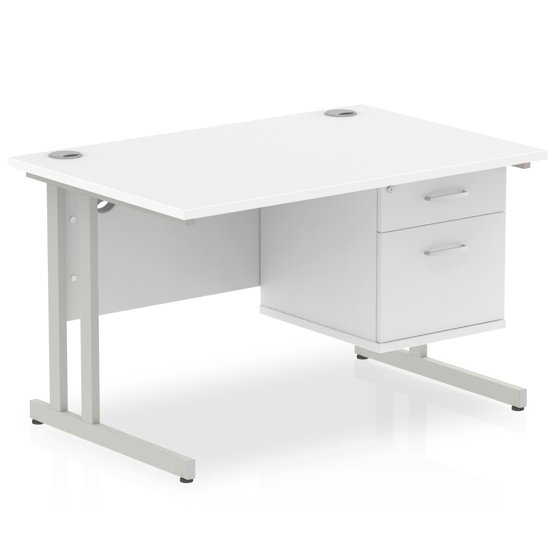 Impulse 1200mm Cantilever Straight Desk With Single Fixed Pedestal