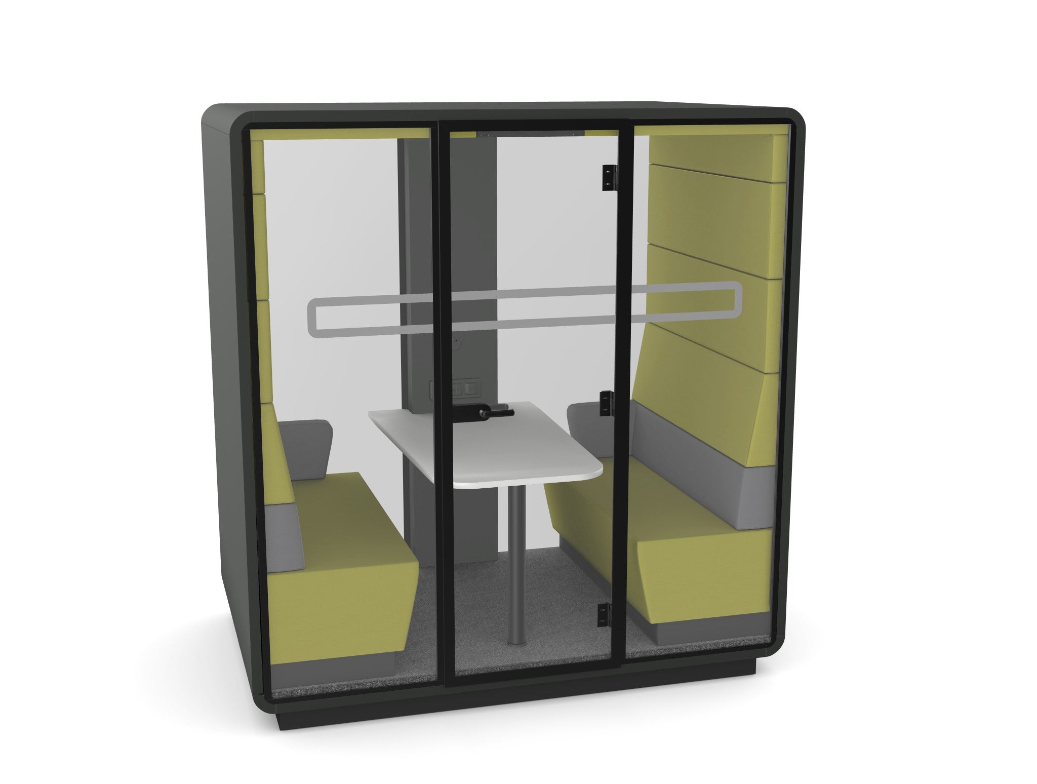 Hush Meet Finished with Light Green fabric and grey lumbar 