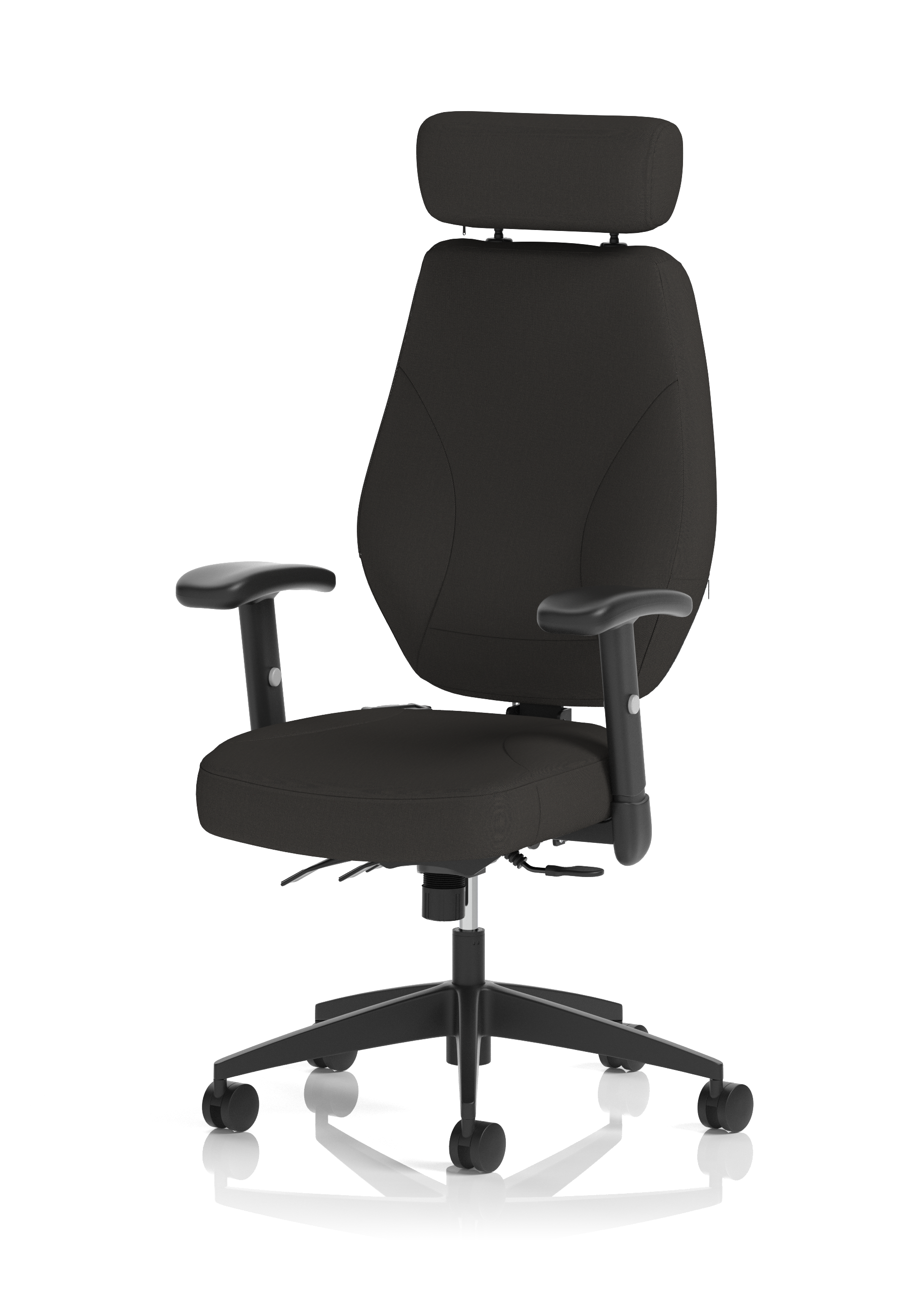 Nexus High Back Black Fabric Ergonomic Task Operator Office Chair with Arms and Headrest
