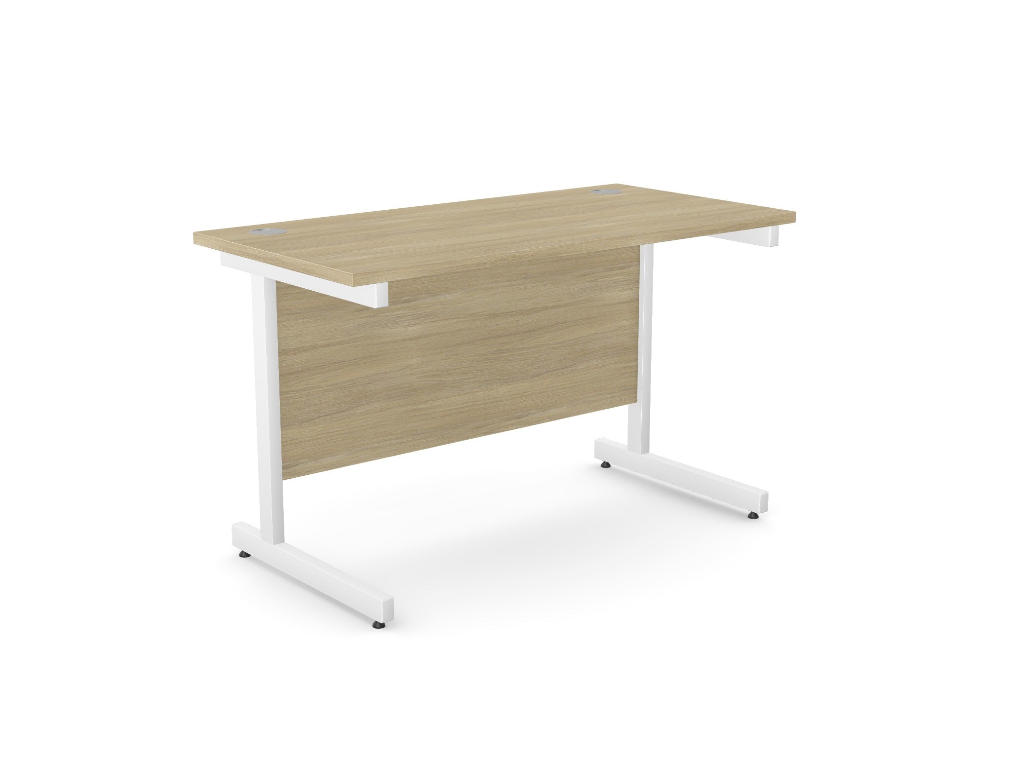 Ashford urban oak desk 600mm deep with silver frame