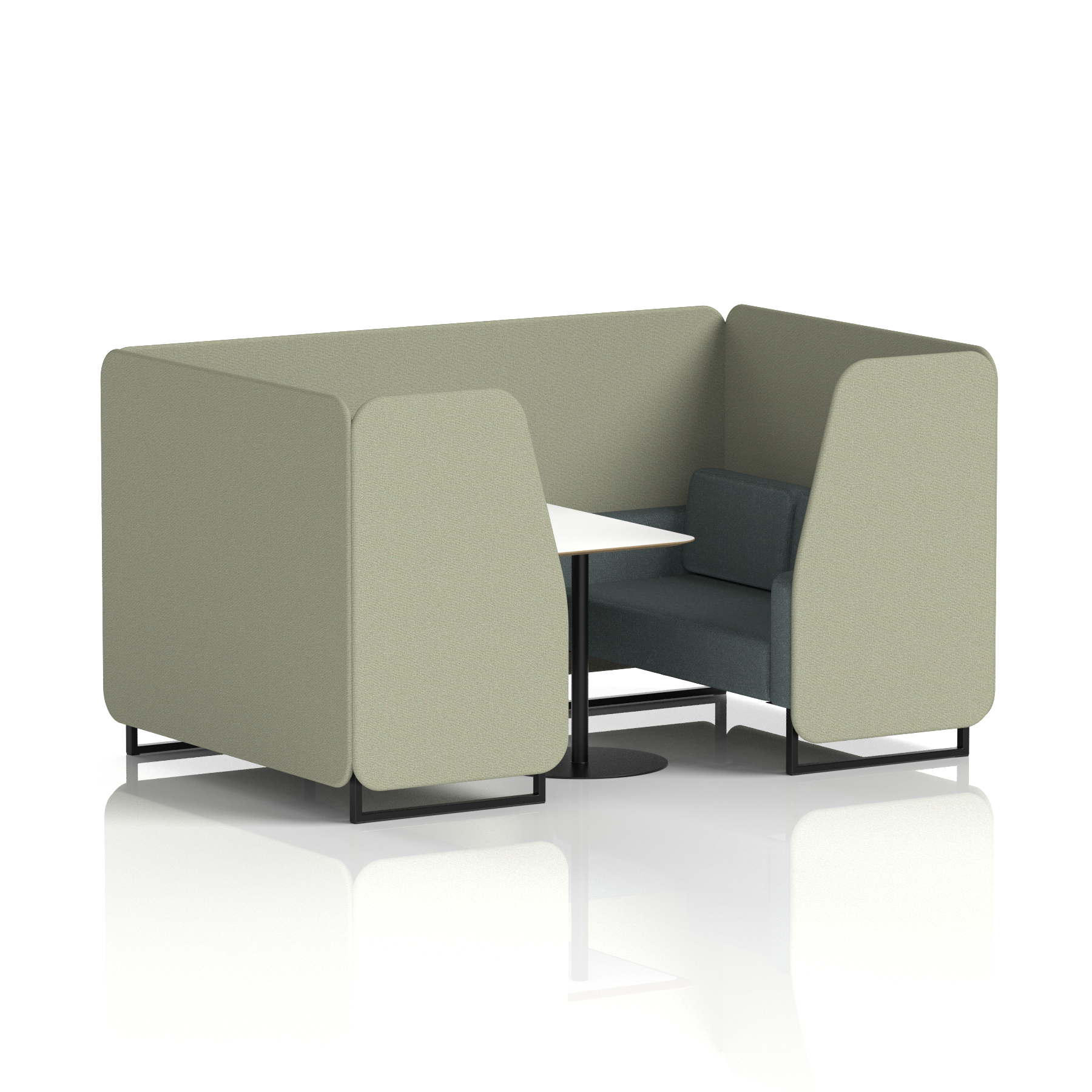 Brixworth Booth With Black Legs And White Table In Two Tone