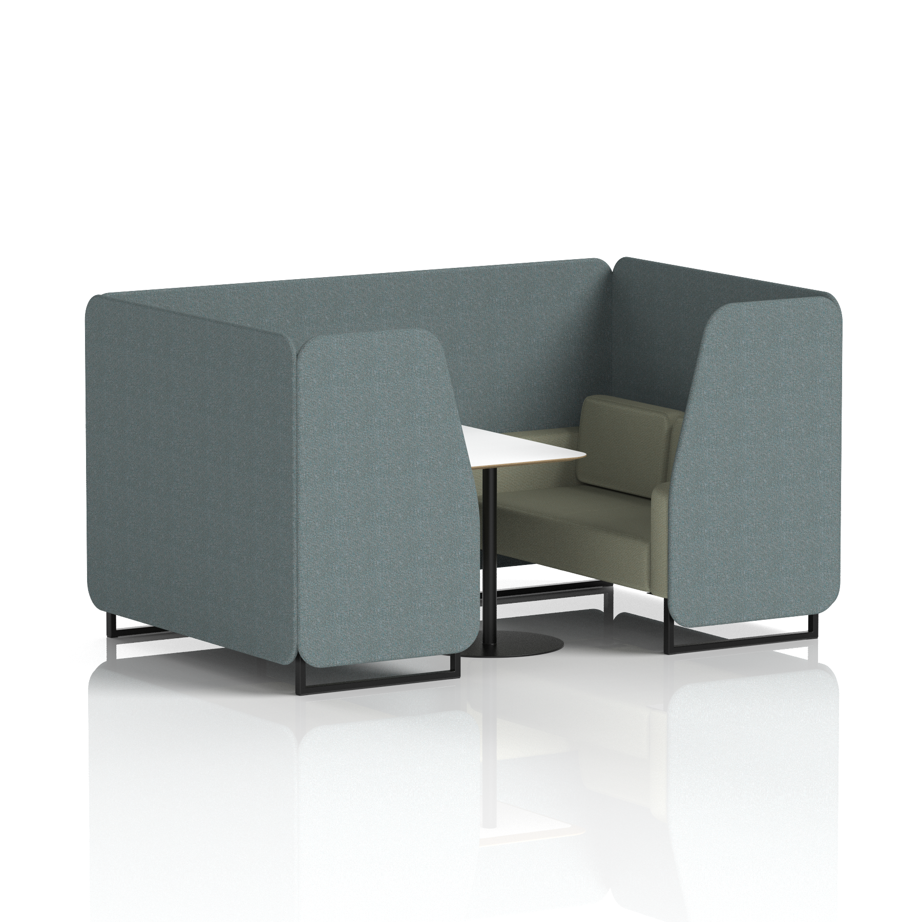 Brixworth Booth With Black Legs And White Table In Two Tone