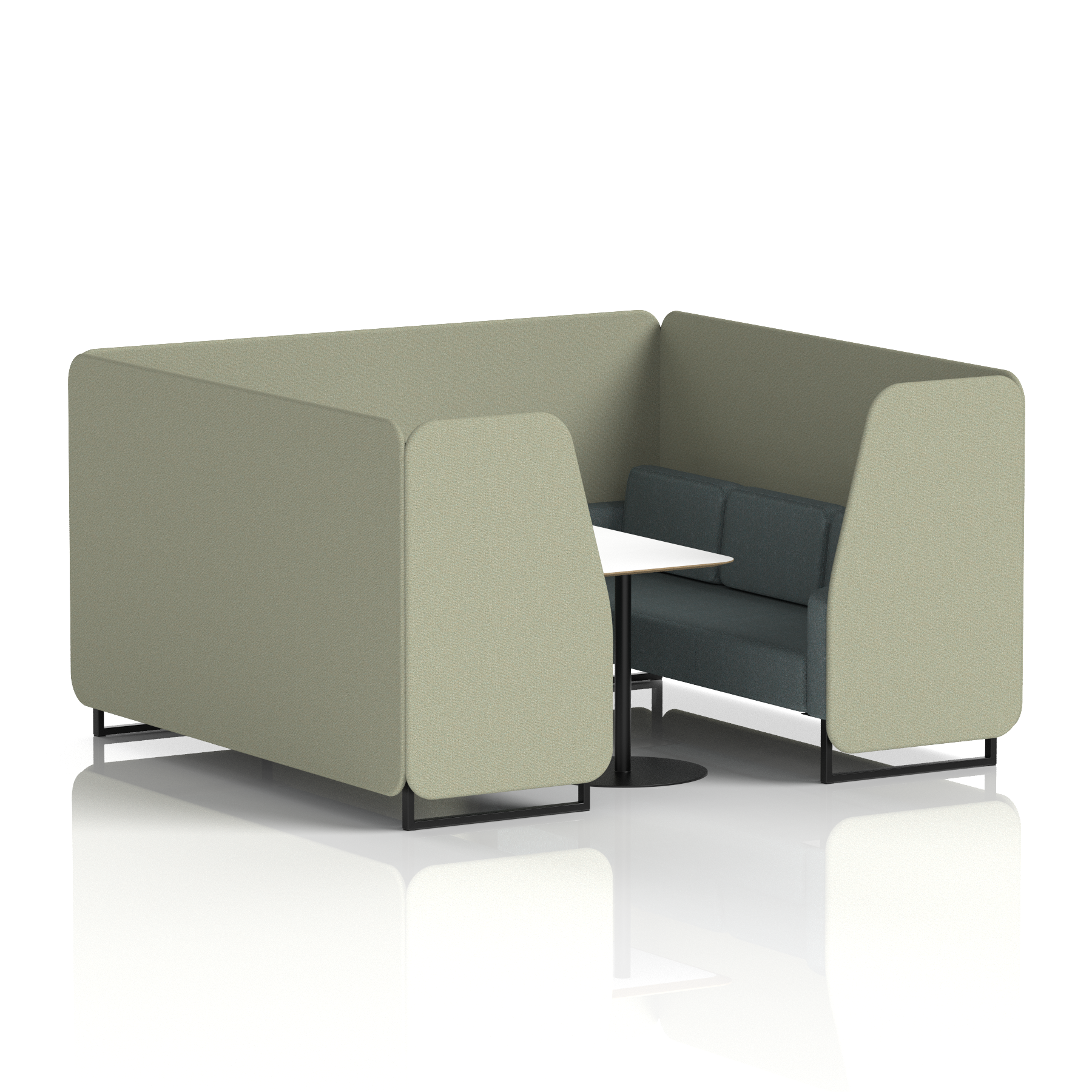 Brixworth Booth With Black Legs And White Table In Two Tone