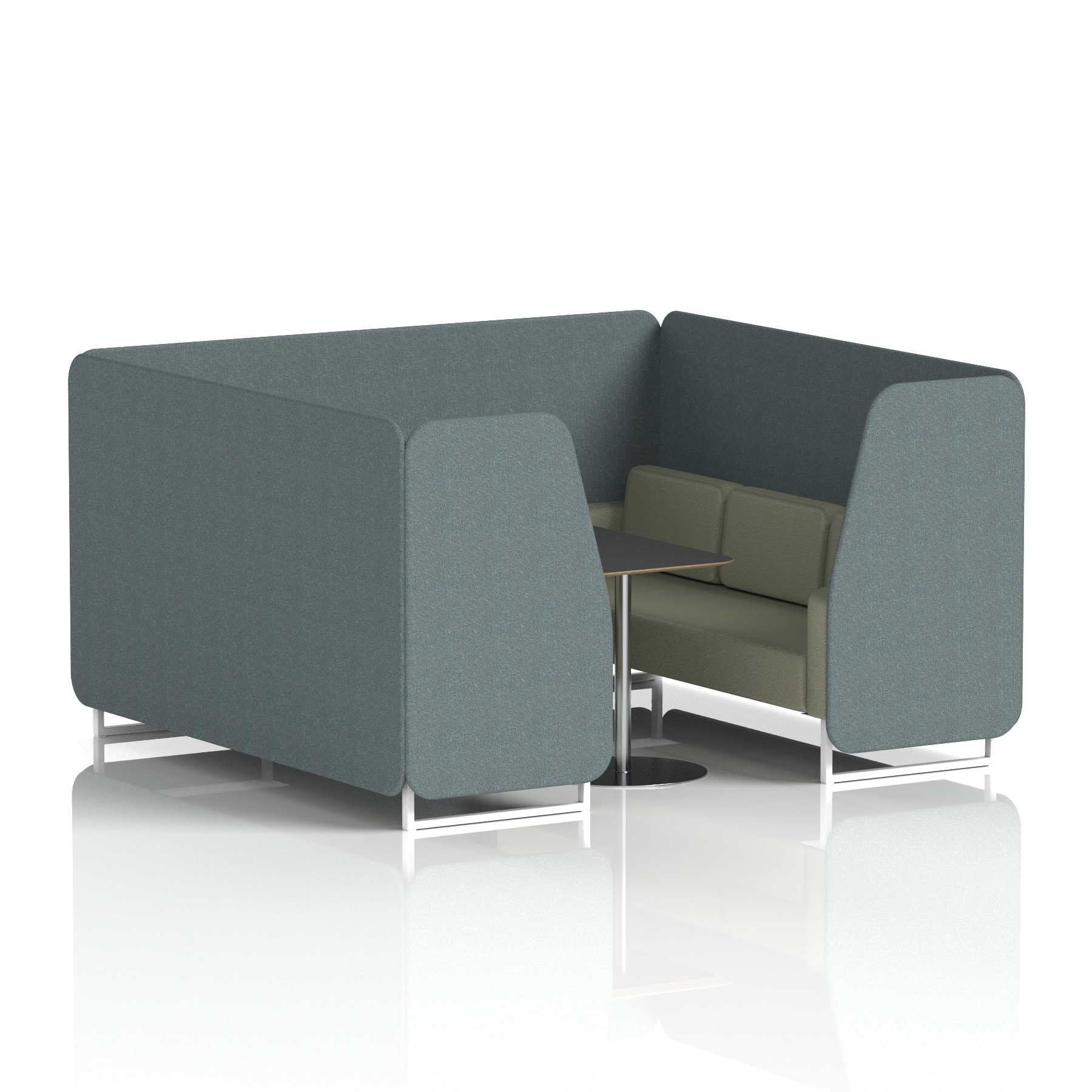 Brixworth Booth With White Legs And Black Table In Two Tone