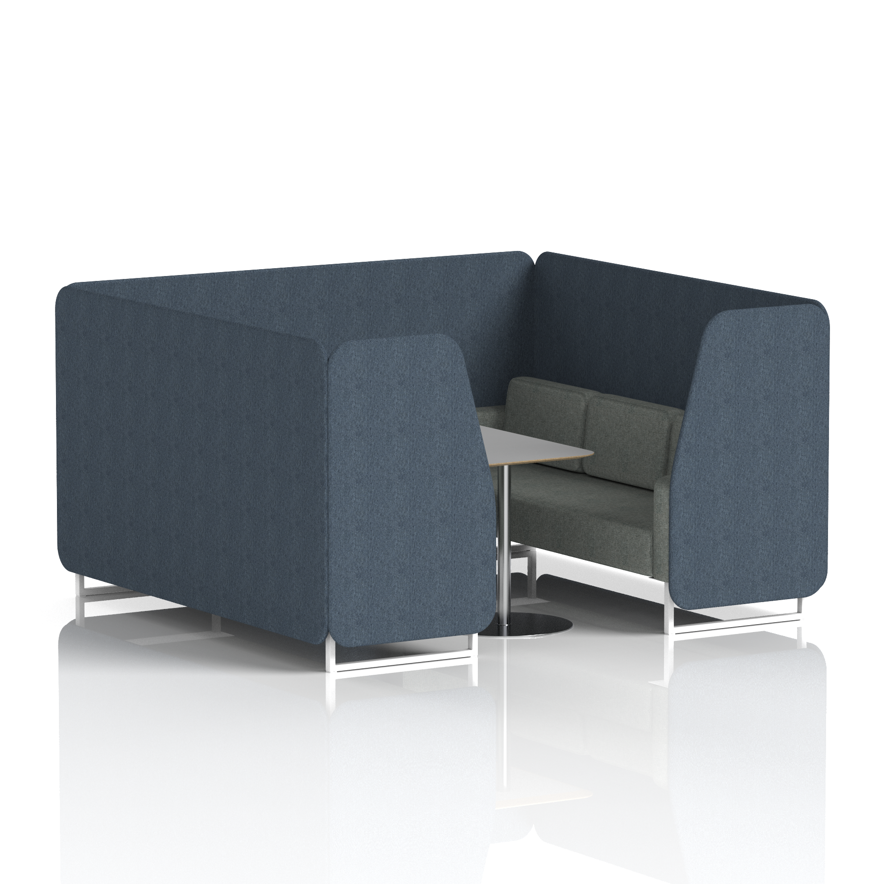 Brixworth Booth With White Legs And Grey Table In Two Tone