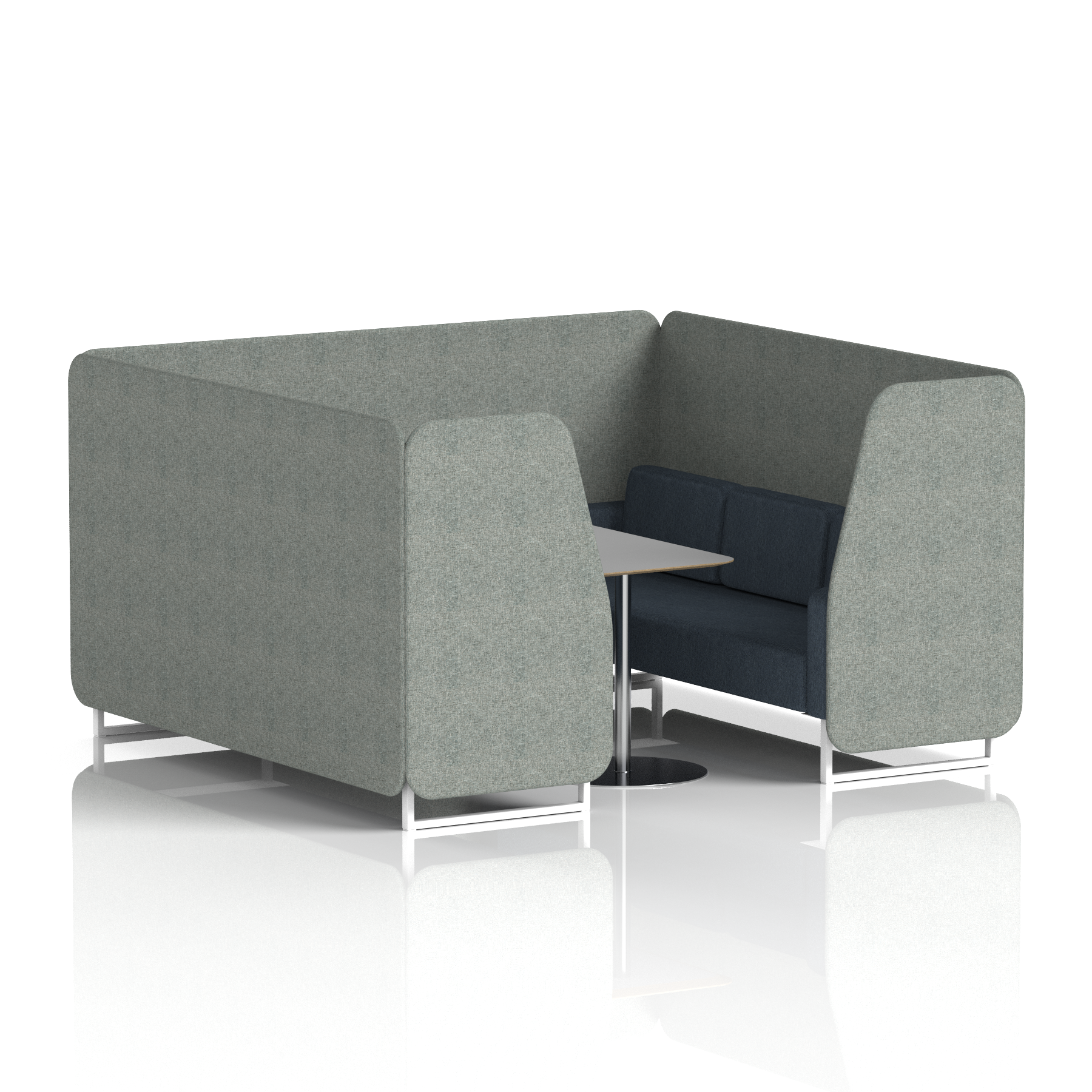 Brixworth Booth With White Legs And Grey Table In Two Tone