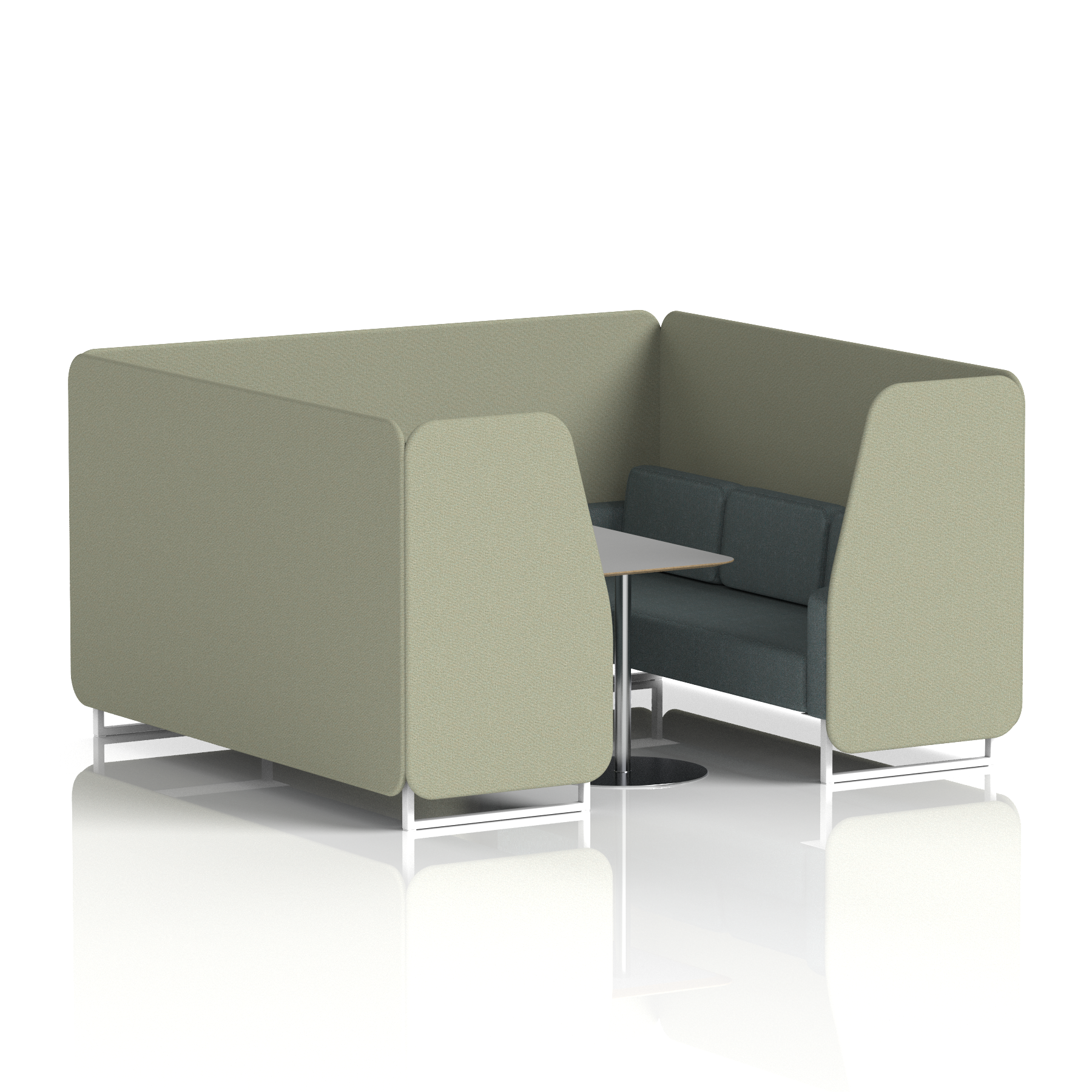 Brixworth Booth With White Legs And Grey Table In Two Tone