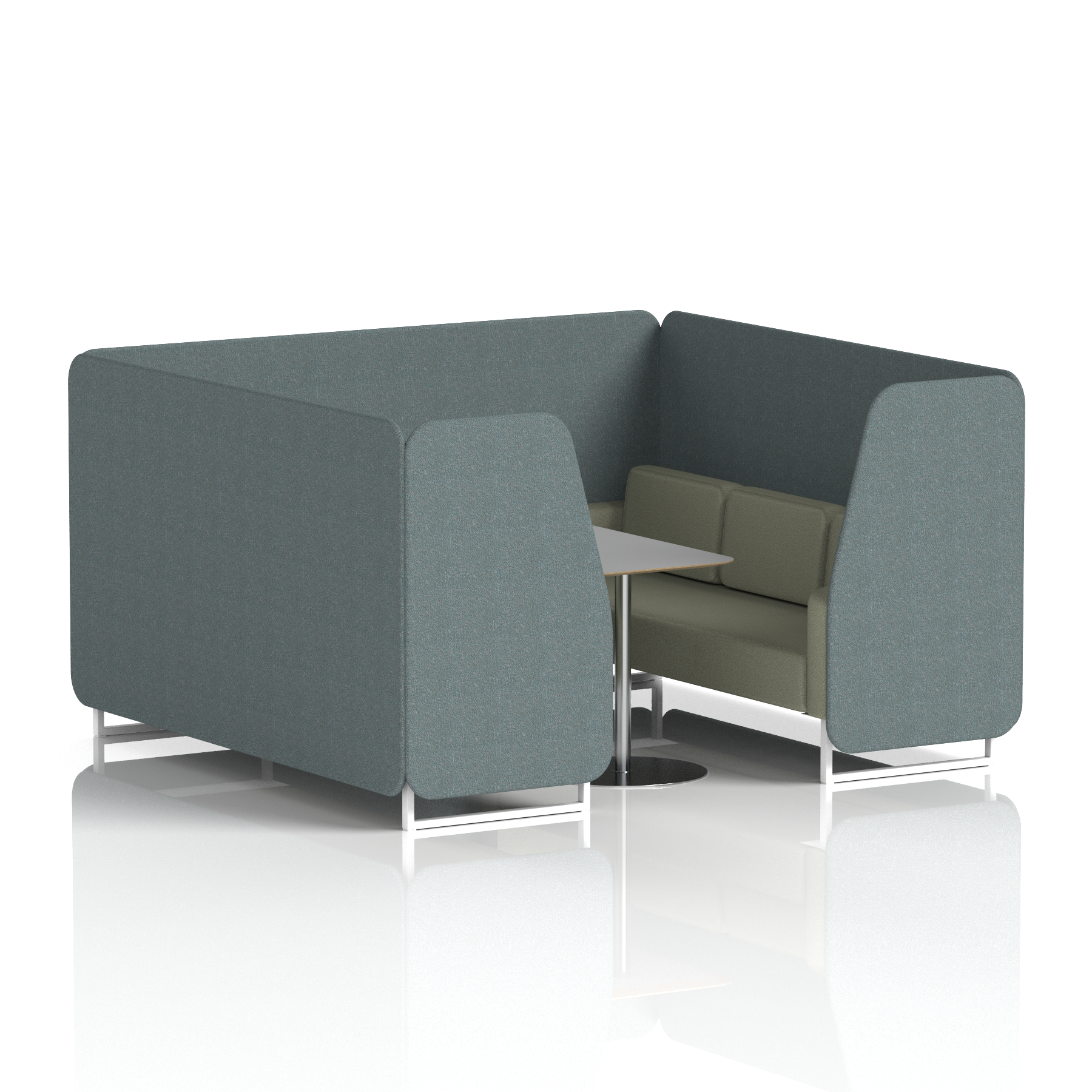 Brixworth Booth With White Legs And Grey Table In Two Tone