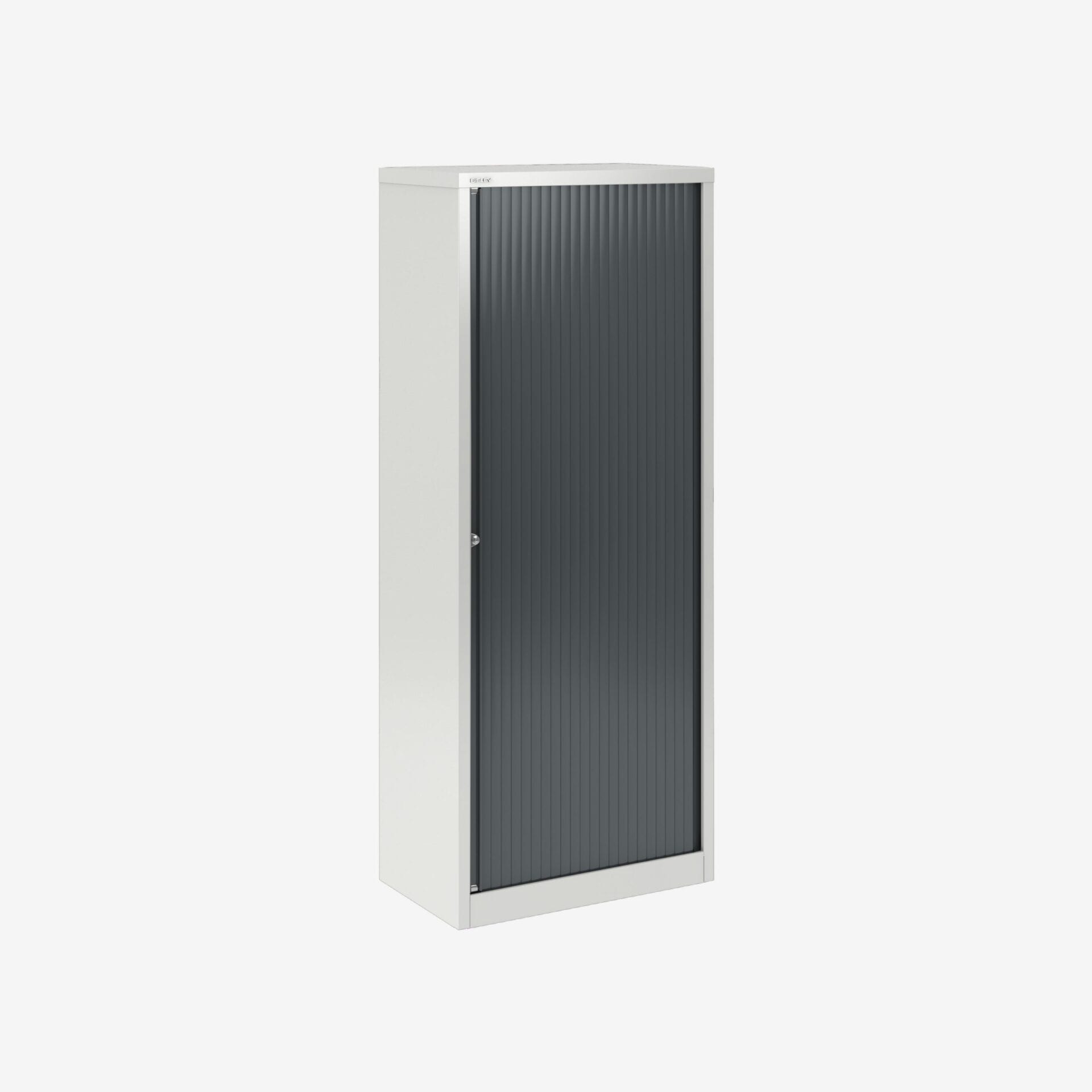 Bisley traffic white tambour unit with dark grey doors