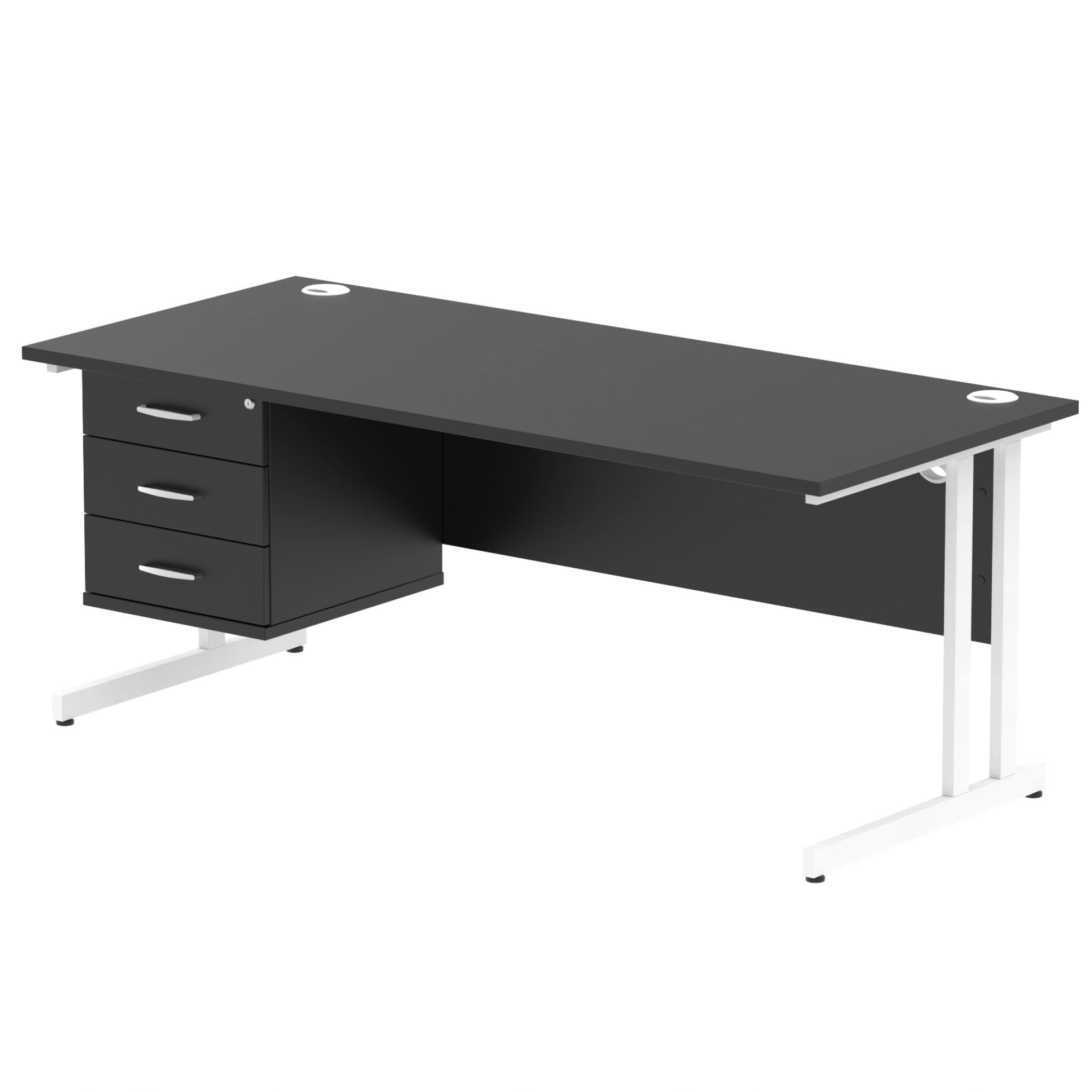 Impulse 1800mm Cantilever Straight Desk With Single Fixed Pedestal