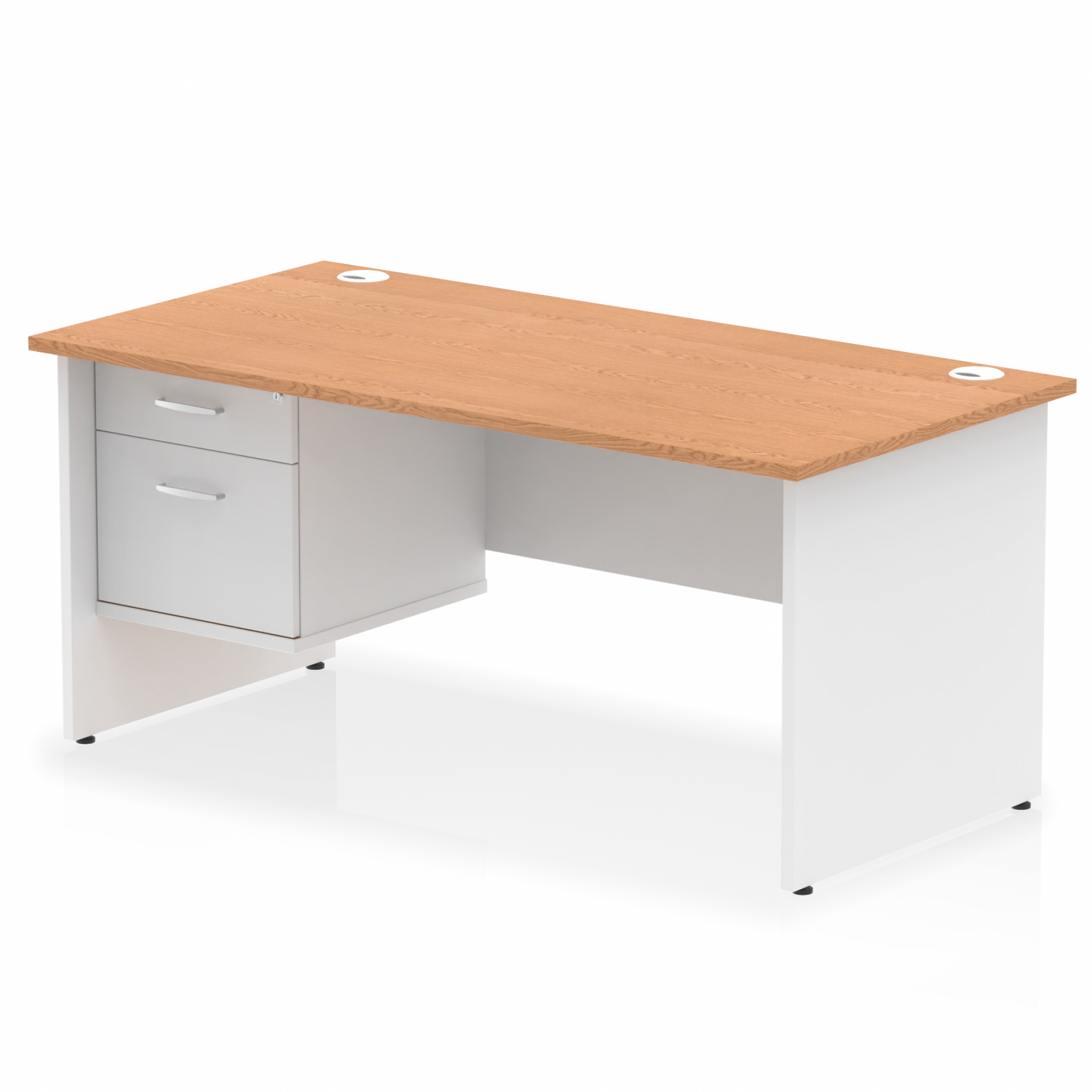Impulse 1600mm Panel End Straight Desk With Single Fixed Pedestal