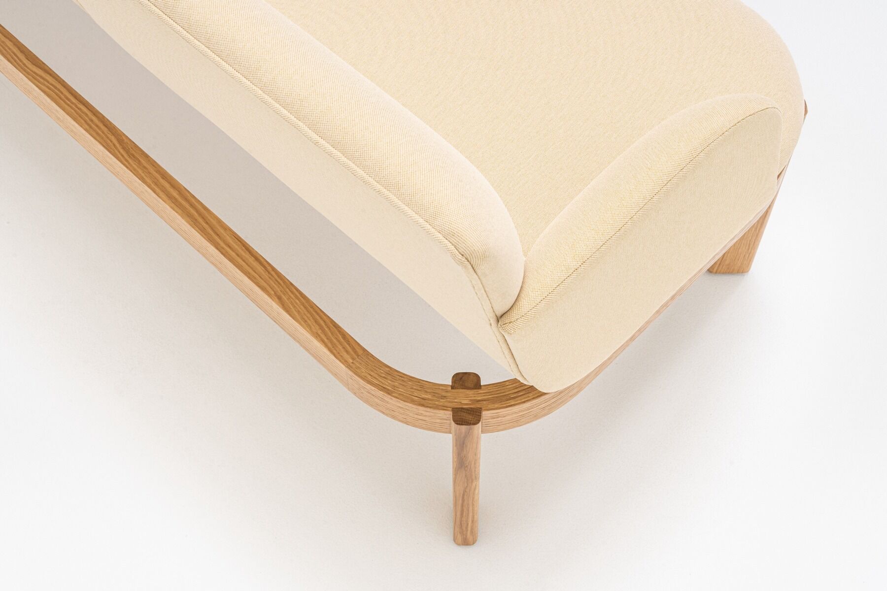 ramp modern sofa with natural oak frame