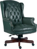 green button leather office chair 