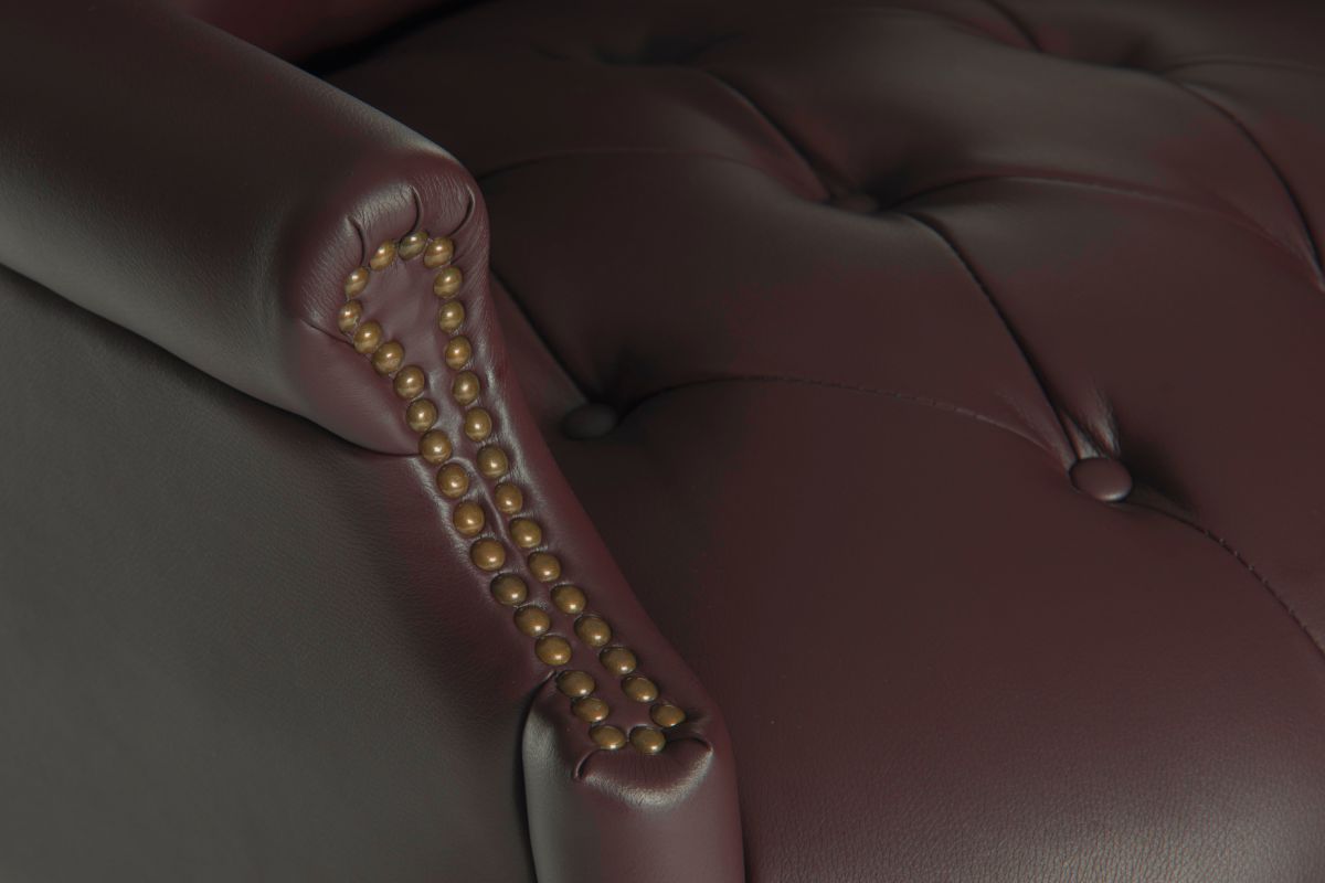burgundy executive leather chair arm detail 